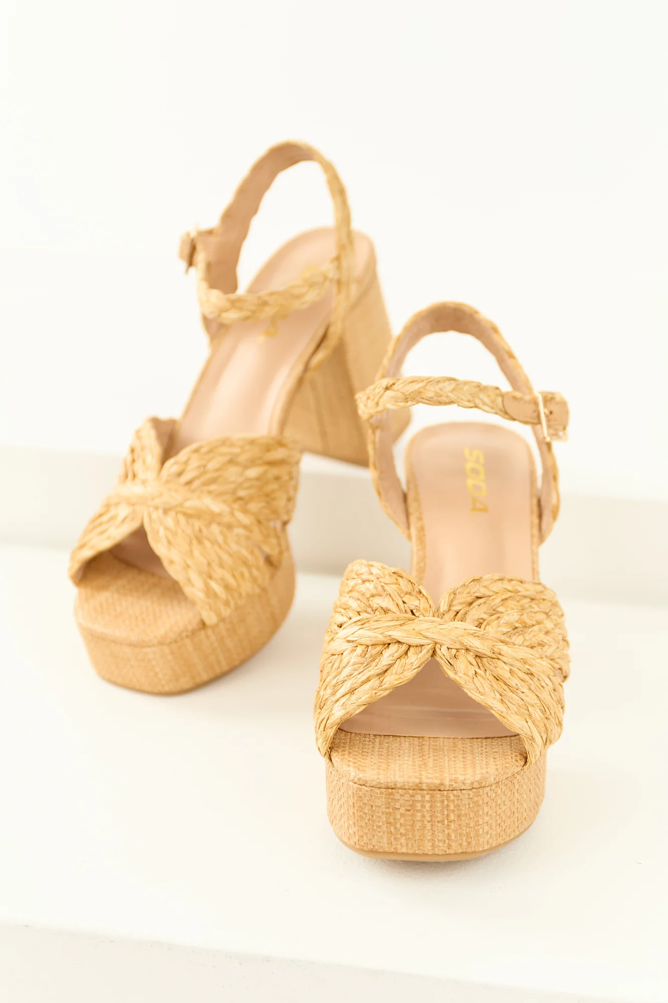 Beige Raffia Block Heel Sandals - Stylish Casual Footwear