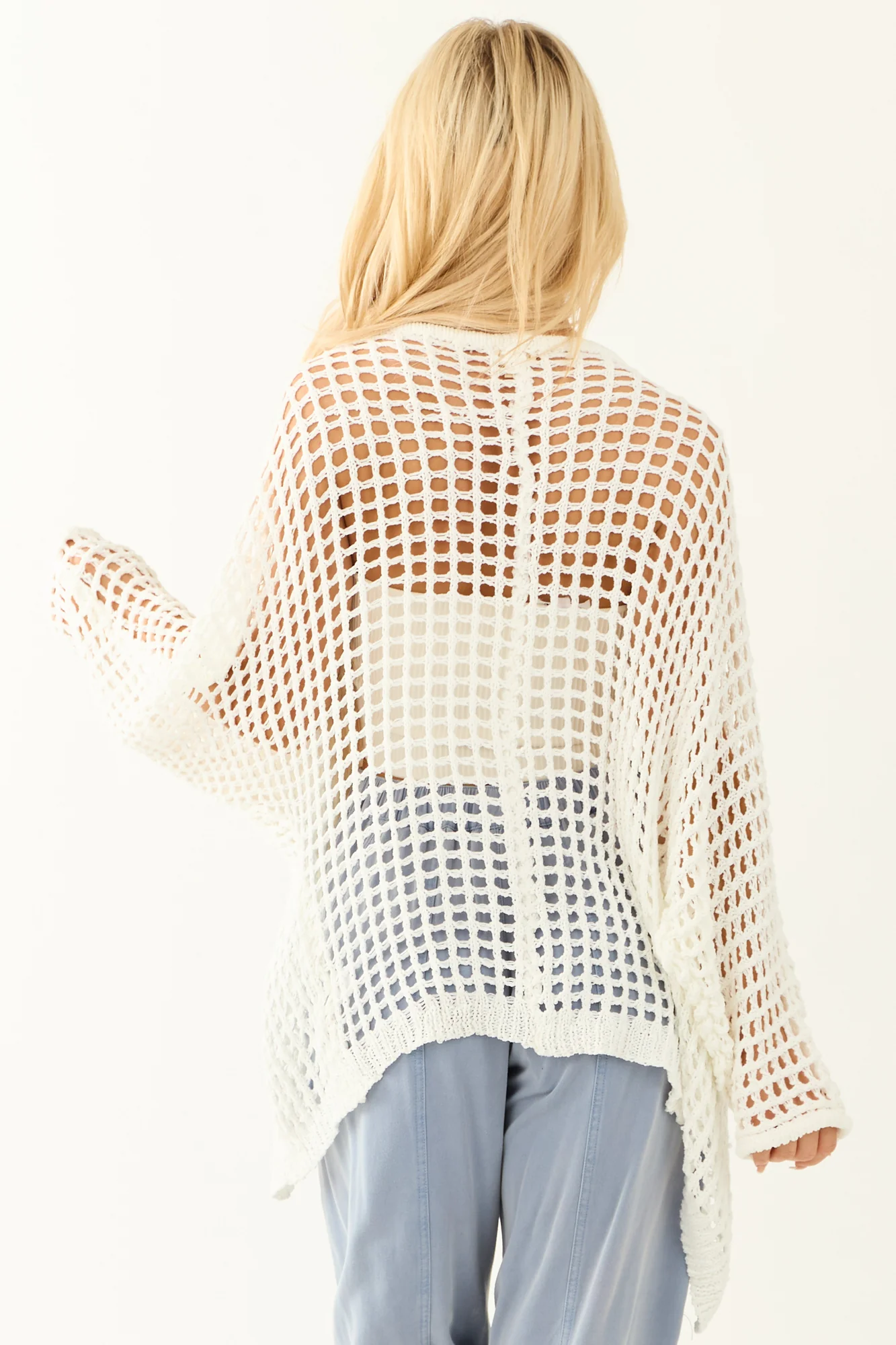 White Knit Open Front Cardigan