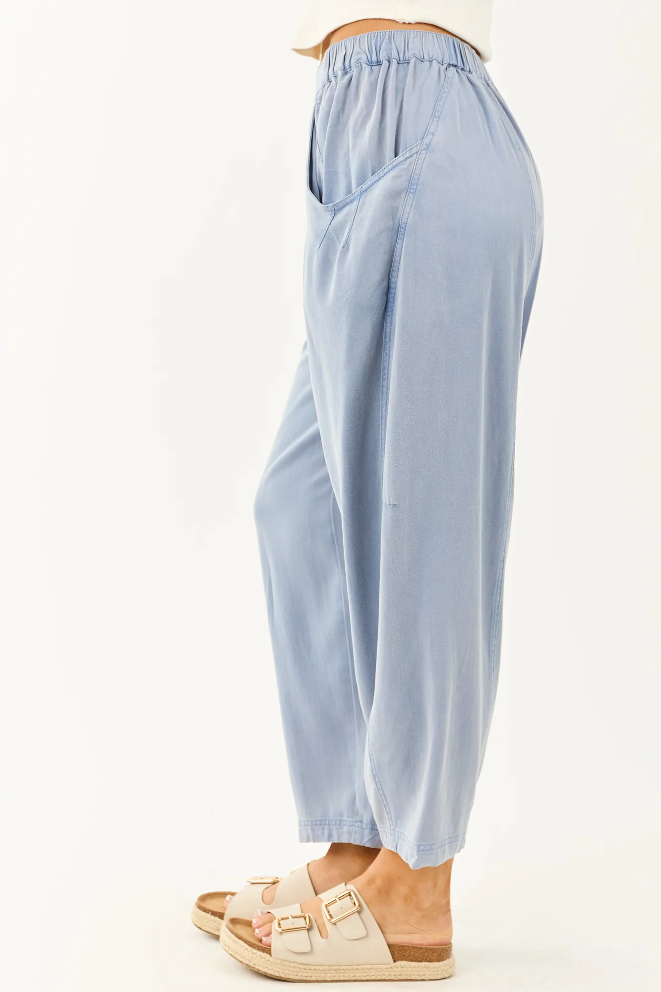 Vintage Wash Blue Lightweight Barrel Pants