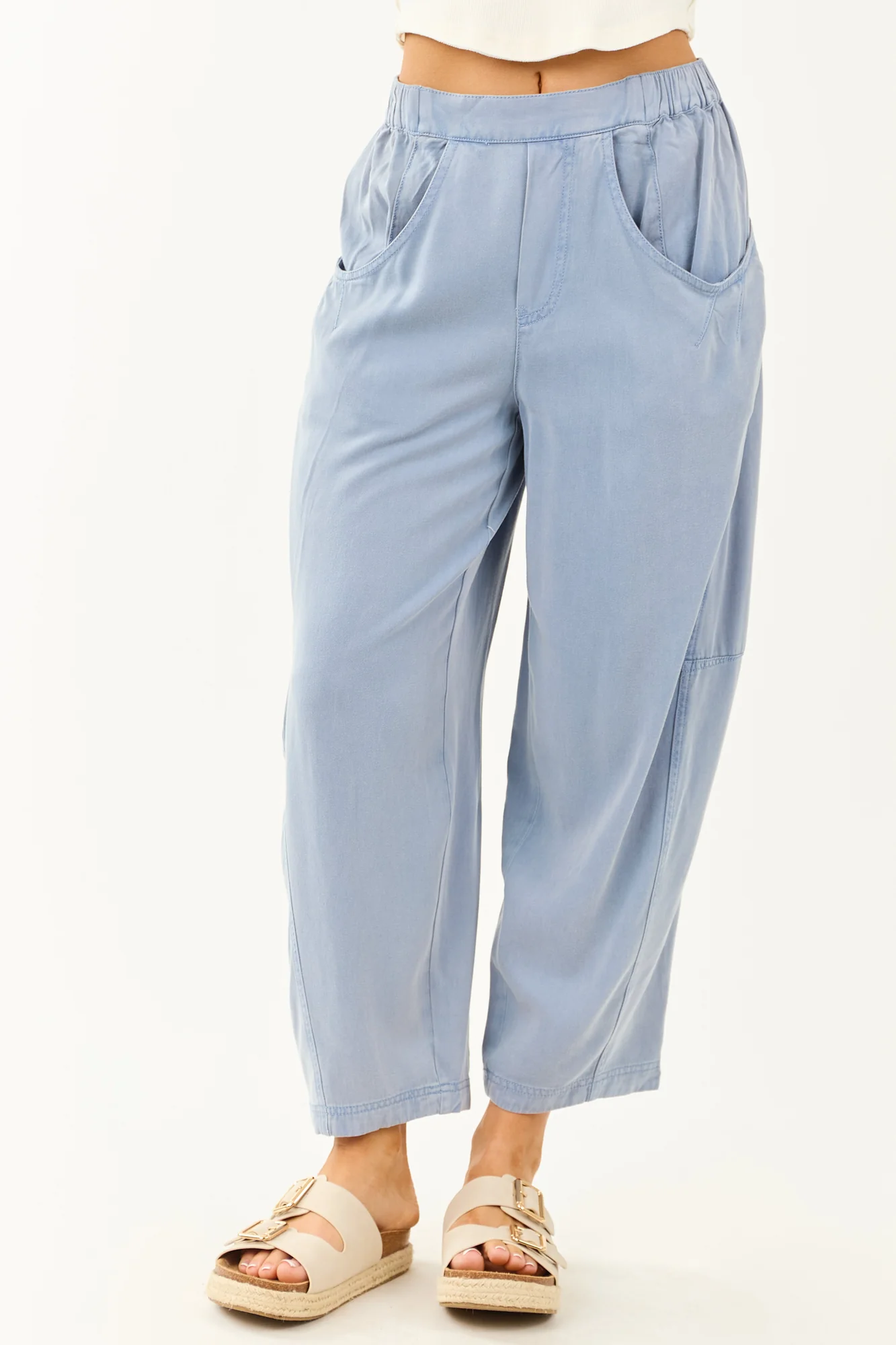 Vintage Wash Blue Lightweight Barrel Pants