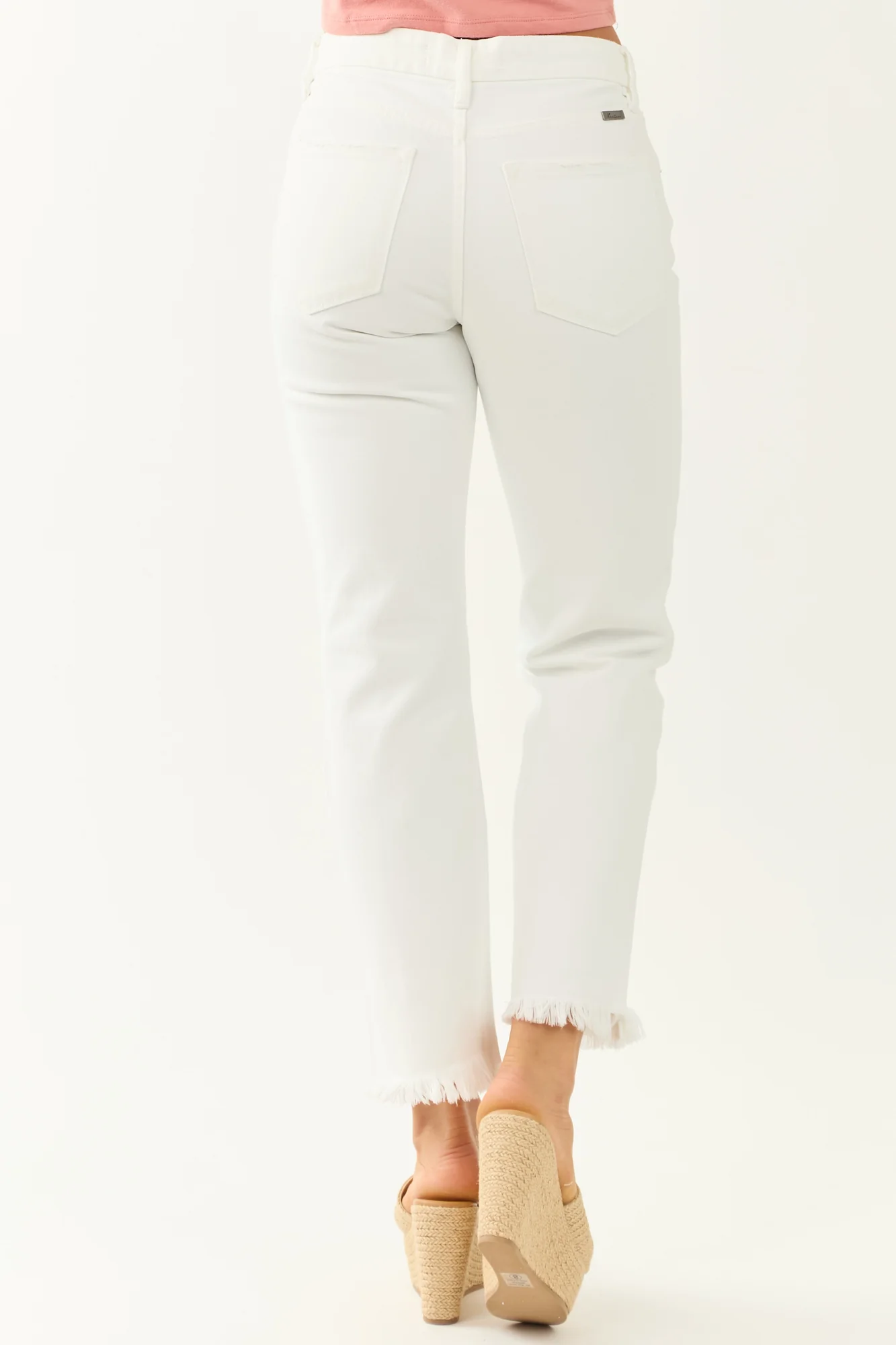 White High Rise Cropped Jeans with Button Fly | Stylish Non-Stretch Denim