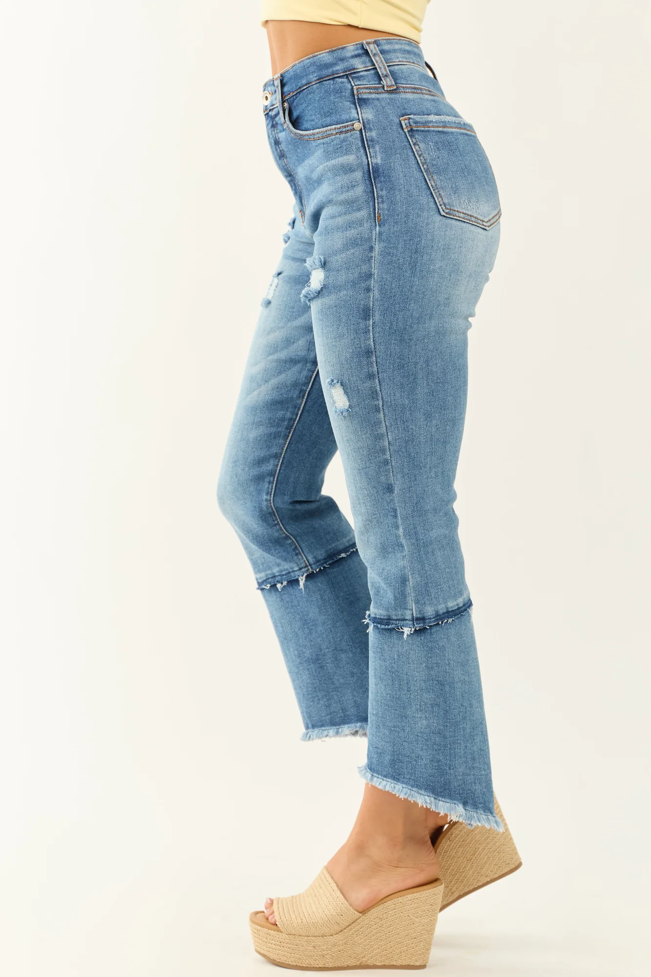 High Rise Stretchy Blue Kick Flare Jeans
