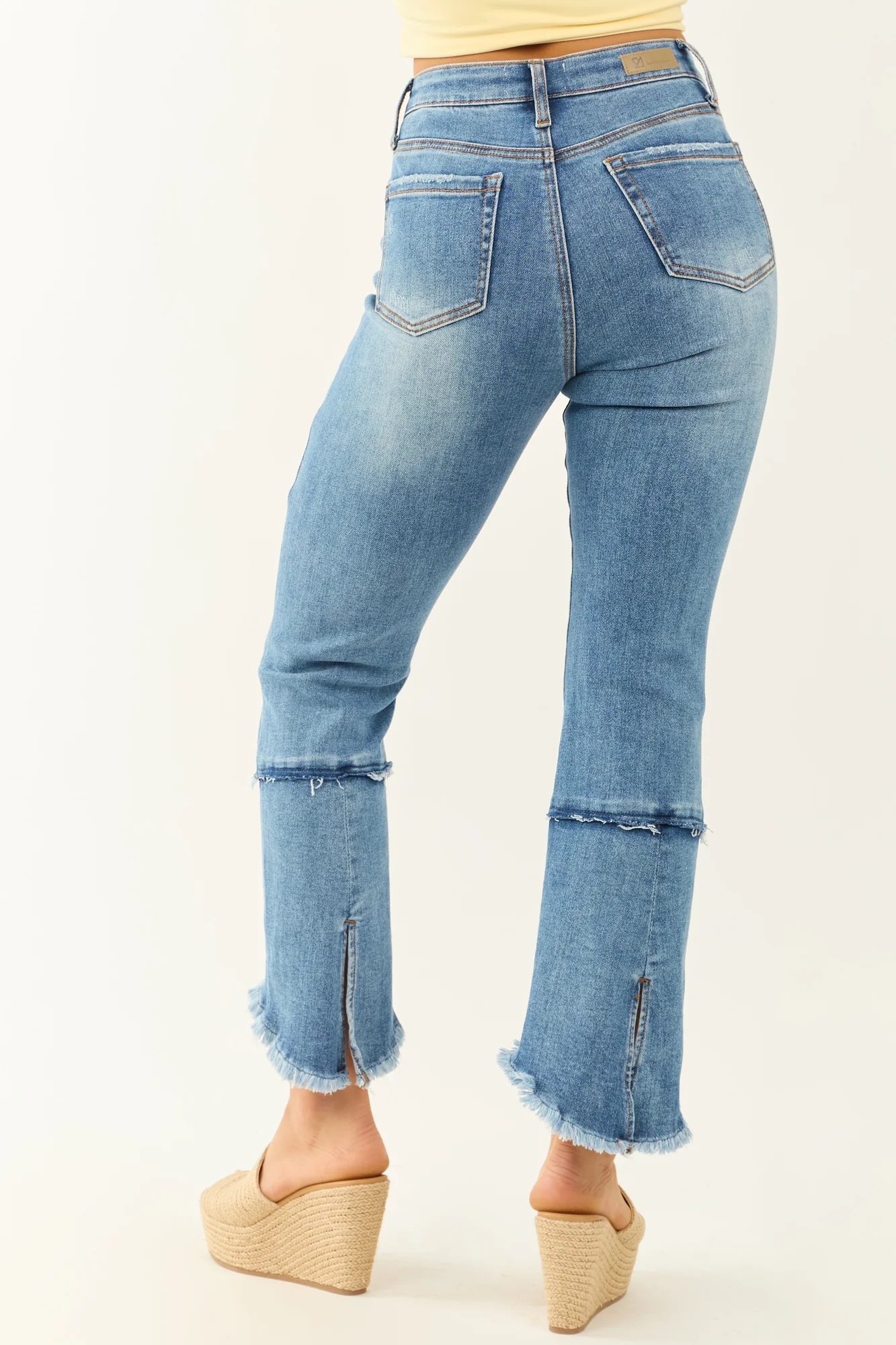 High Rise Stretchy Blue Kick Flare Jeans