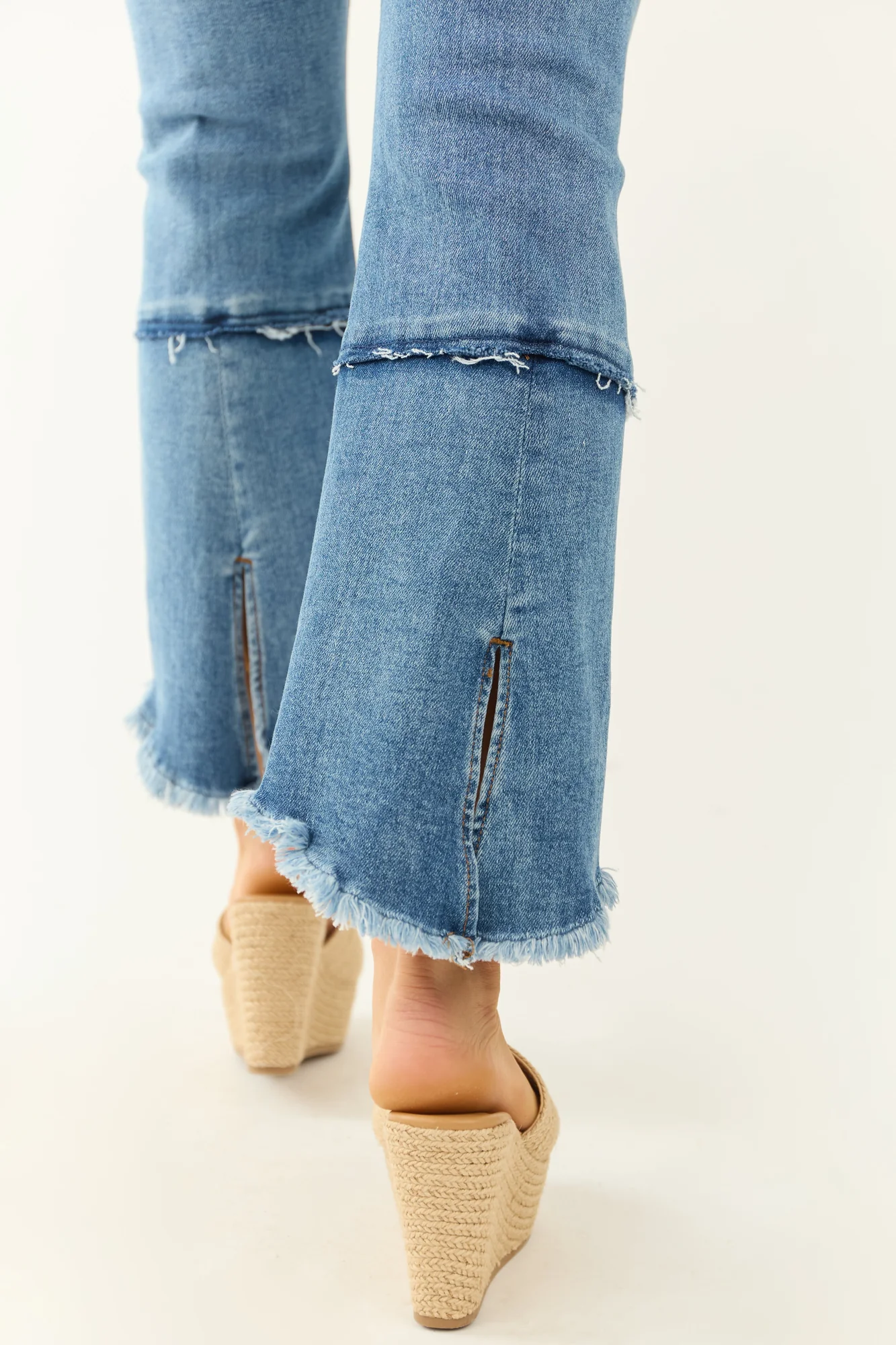 High Rise Stretchy Blue Kick Flare Jeans