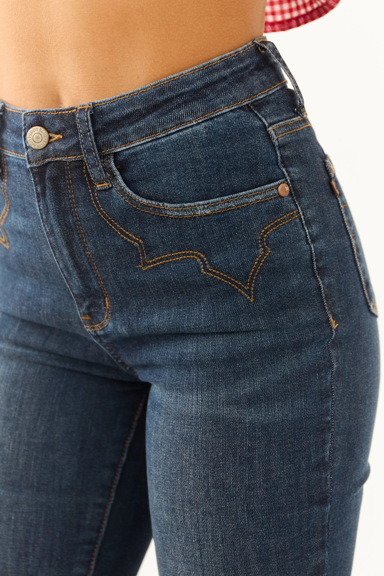 Dark Wash Stretchy Embroidered Skinny Jeans with Western Details