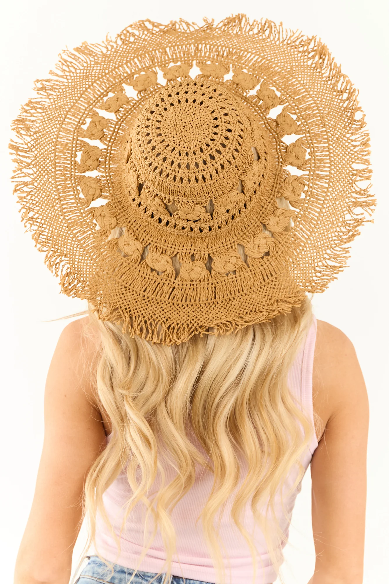 Brown Straw Sun Hat with Black Sweatband
