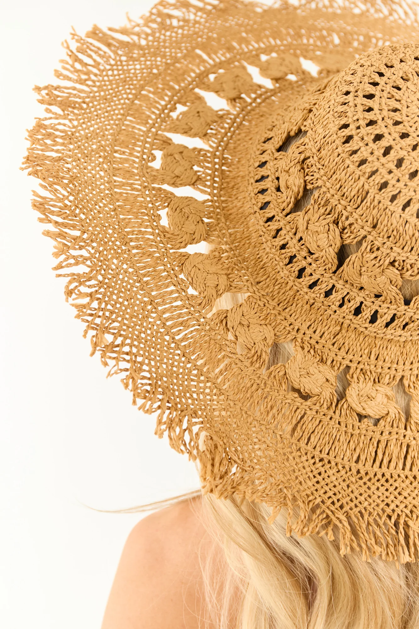 Brown Straw Sun Hat with Black Sweatband