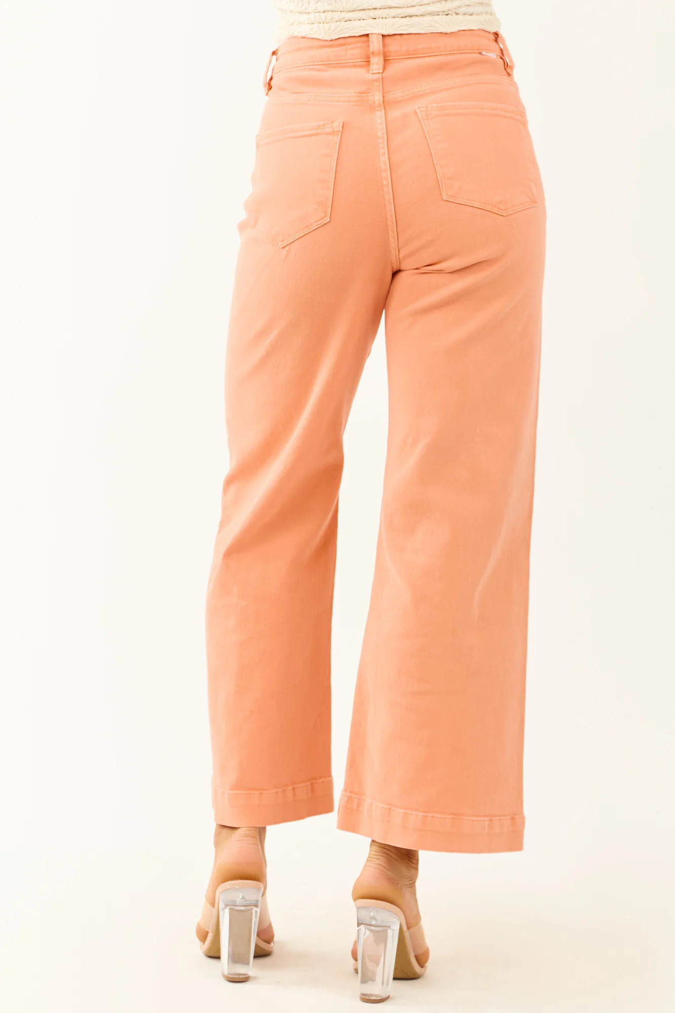 High Rise Tummy Control Wide Leg Orange Jeans