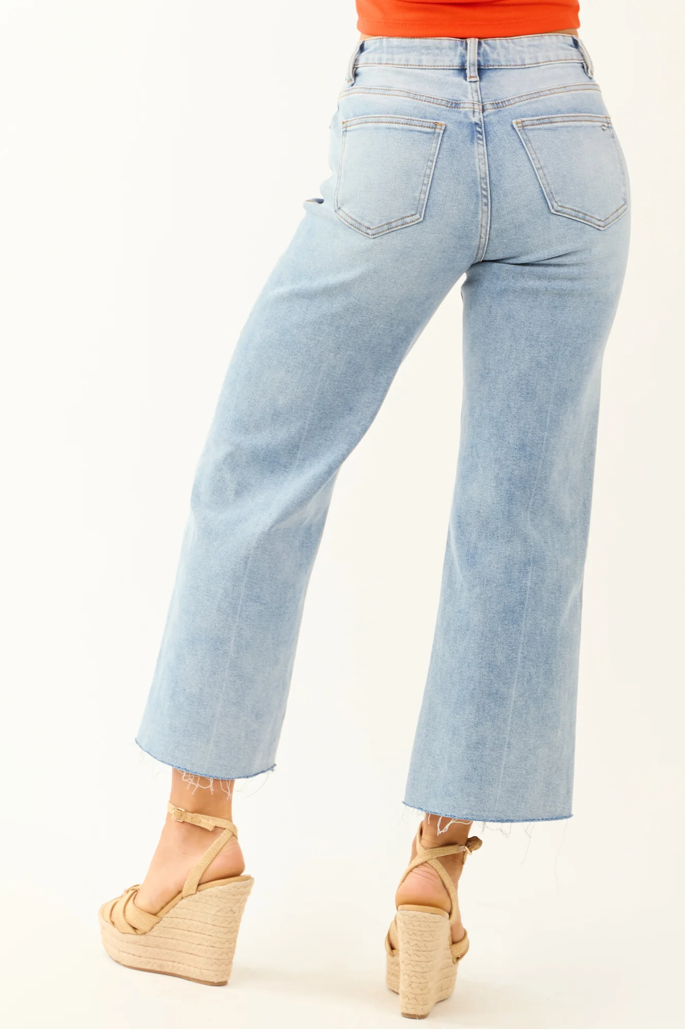 Light Wash Wide Leg Stretchy Denim Jeans