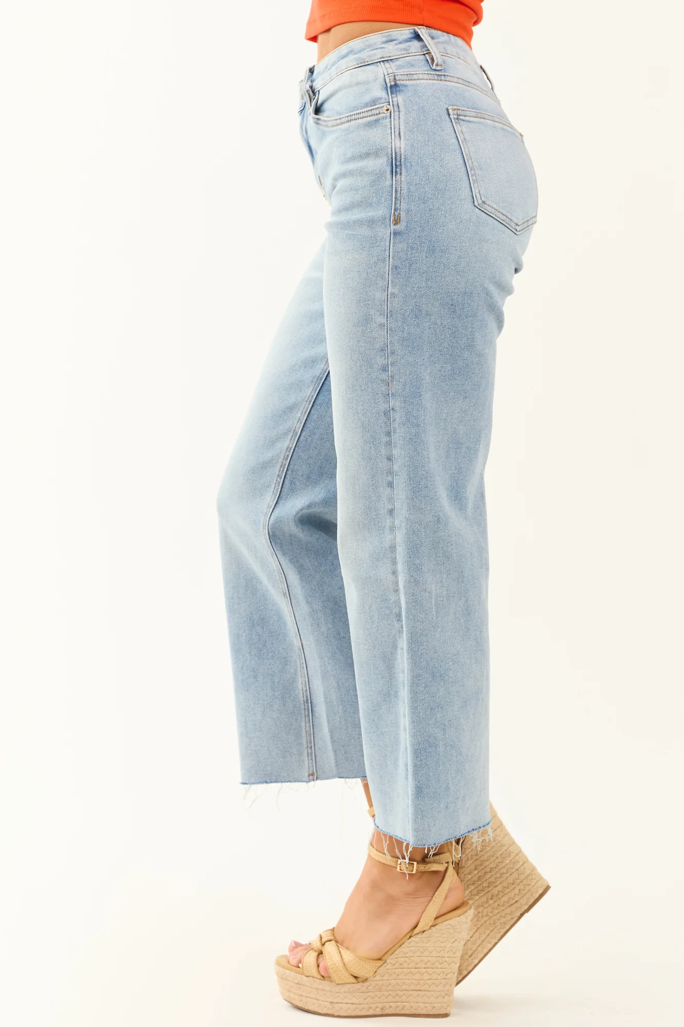 Light Wash Wide Leg Stretchy Denim Jeans