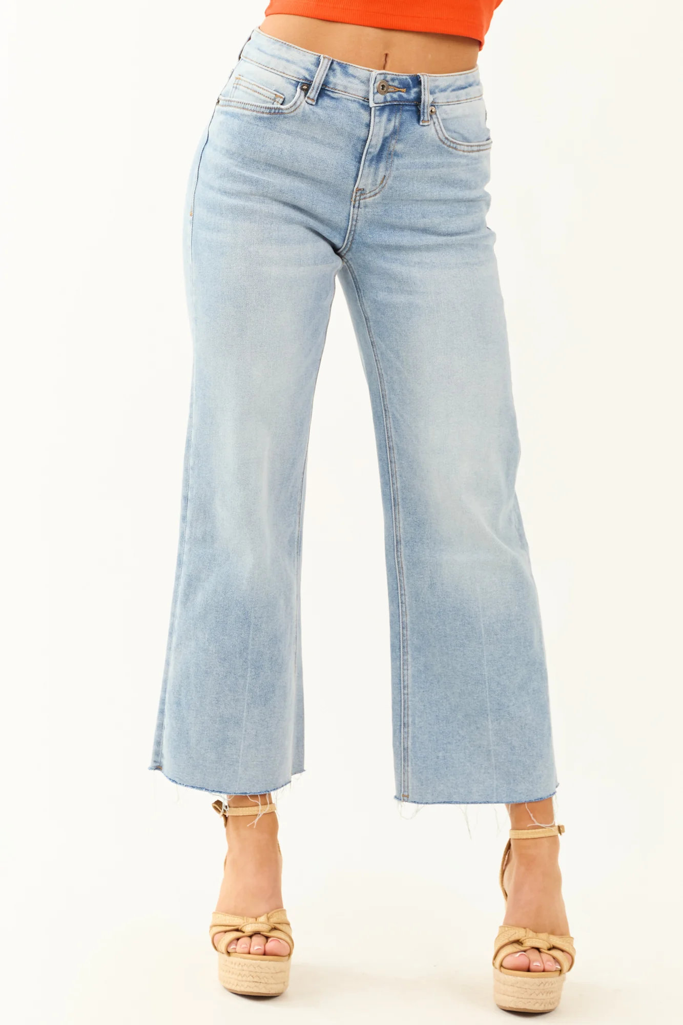 Light Wash Wide Leg Stretchy Denim Jeans