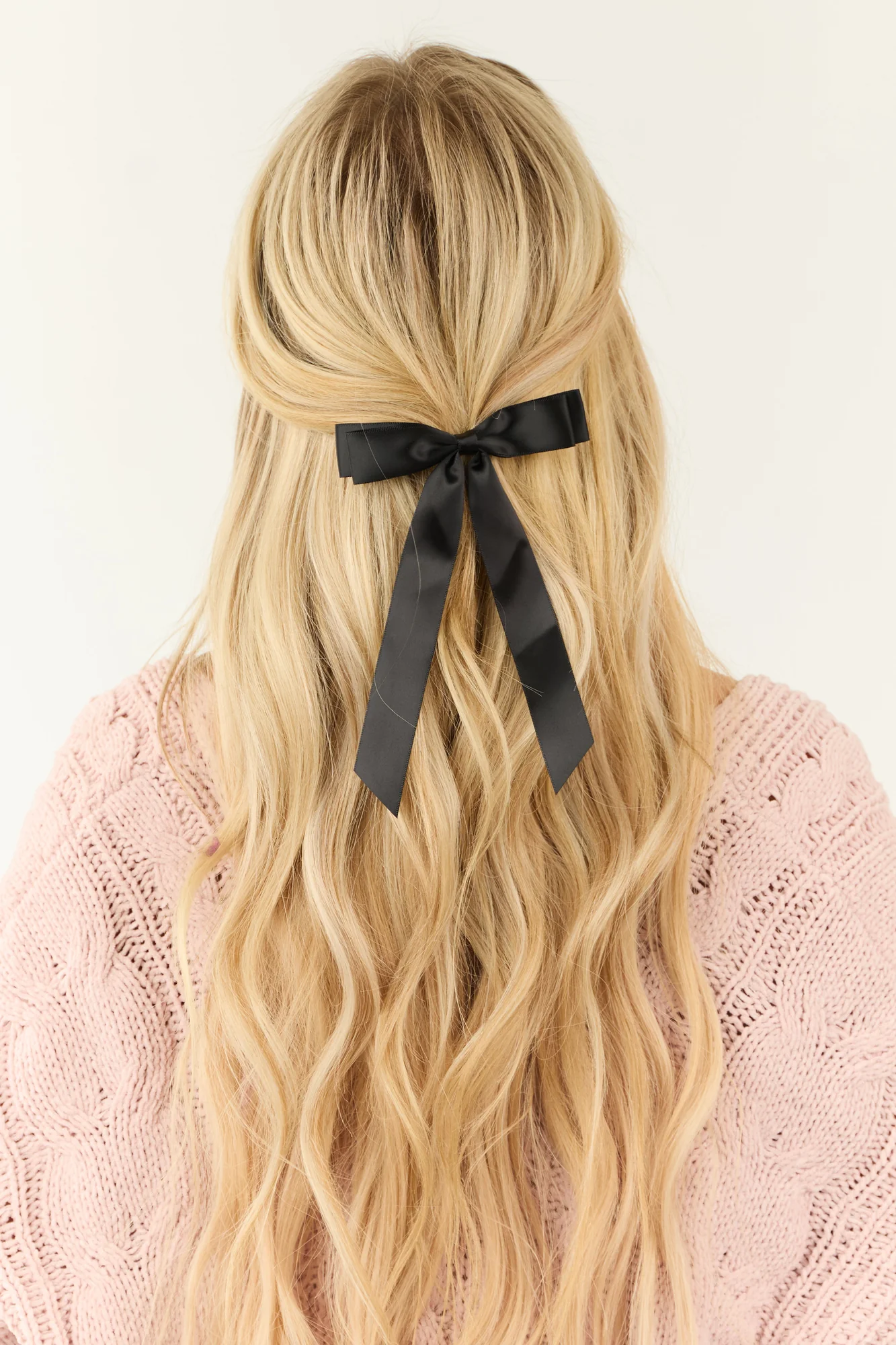 Black Satin Bow Hair Clip Accessory