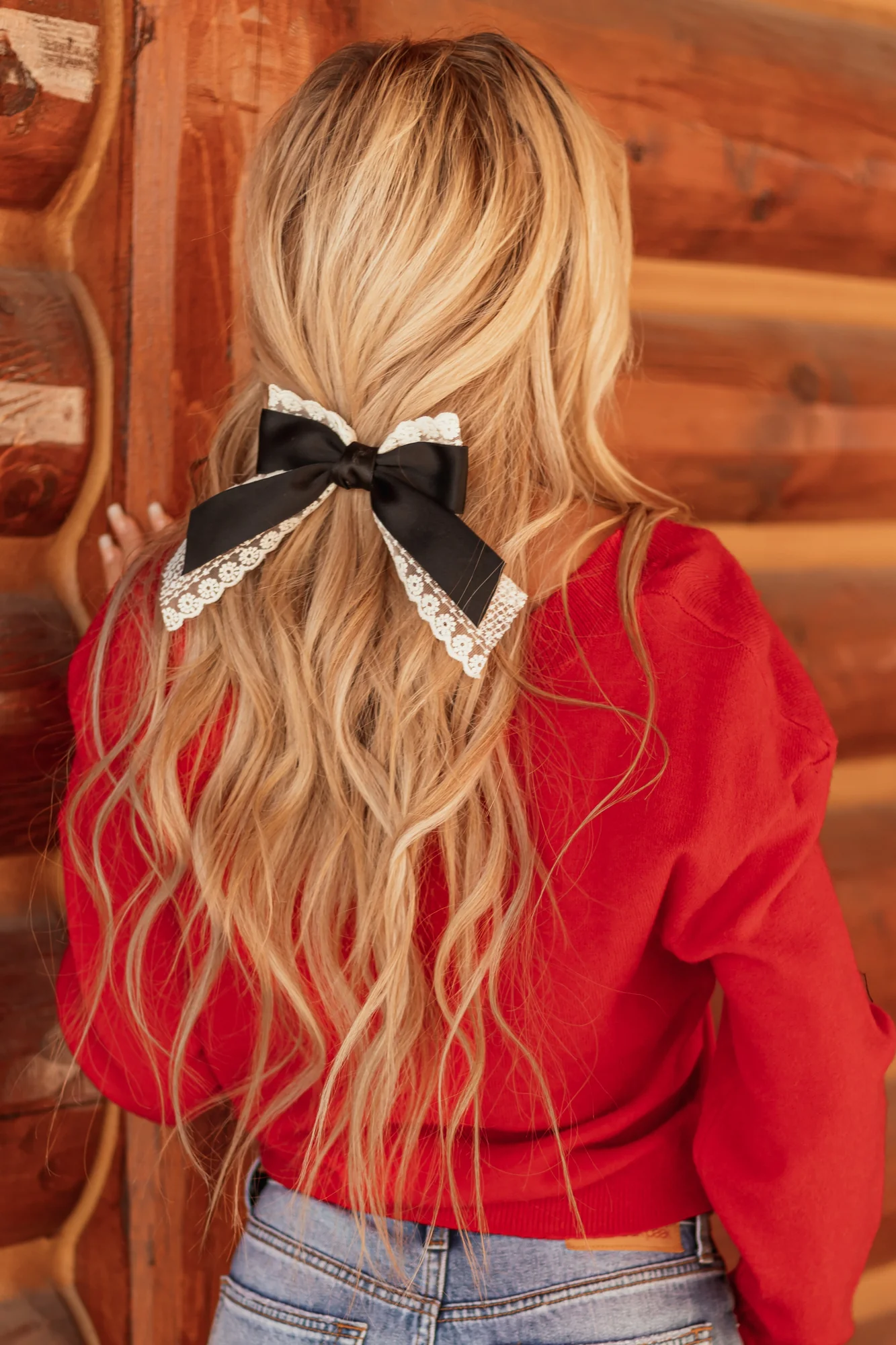 Black Lace Bow Hair Clip for Elegant Women