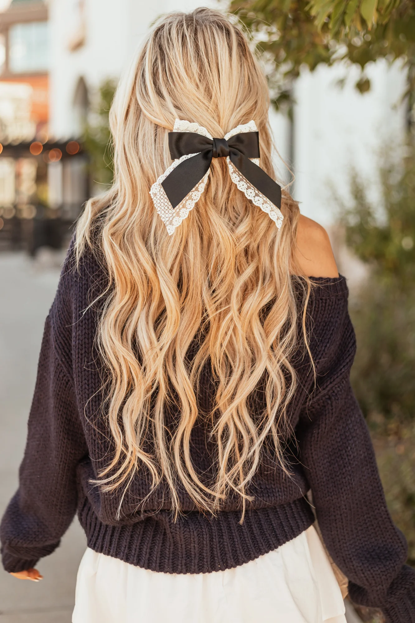 Black Lace Bow Hair Clip for Elegant Women