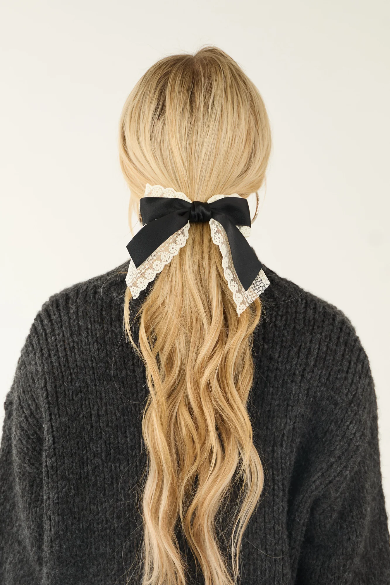 Black Lace Bow Hair Clip for Elegant Women