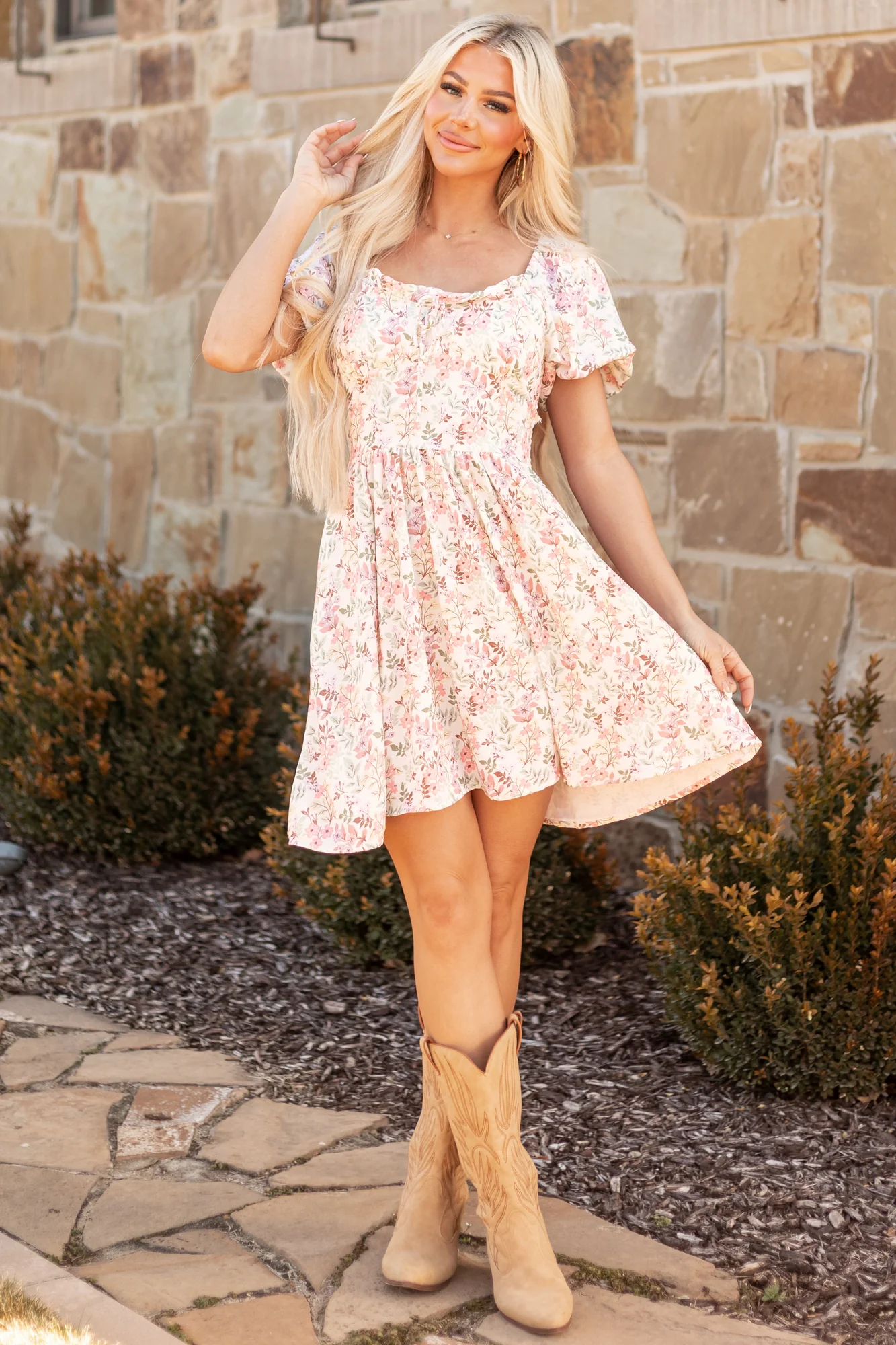 Floral Print Sweetheart Neckline Mini Dress in Vibrant Colors