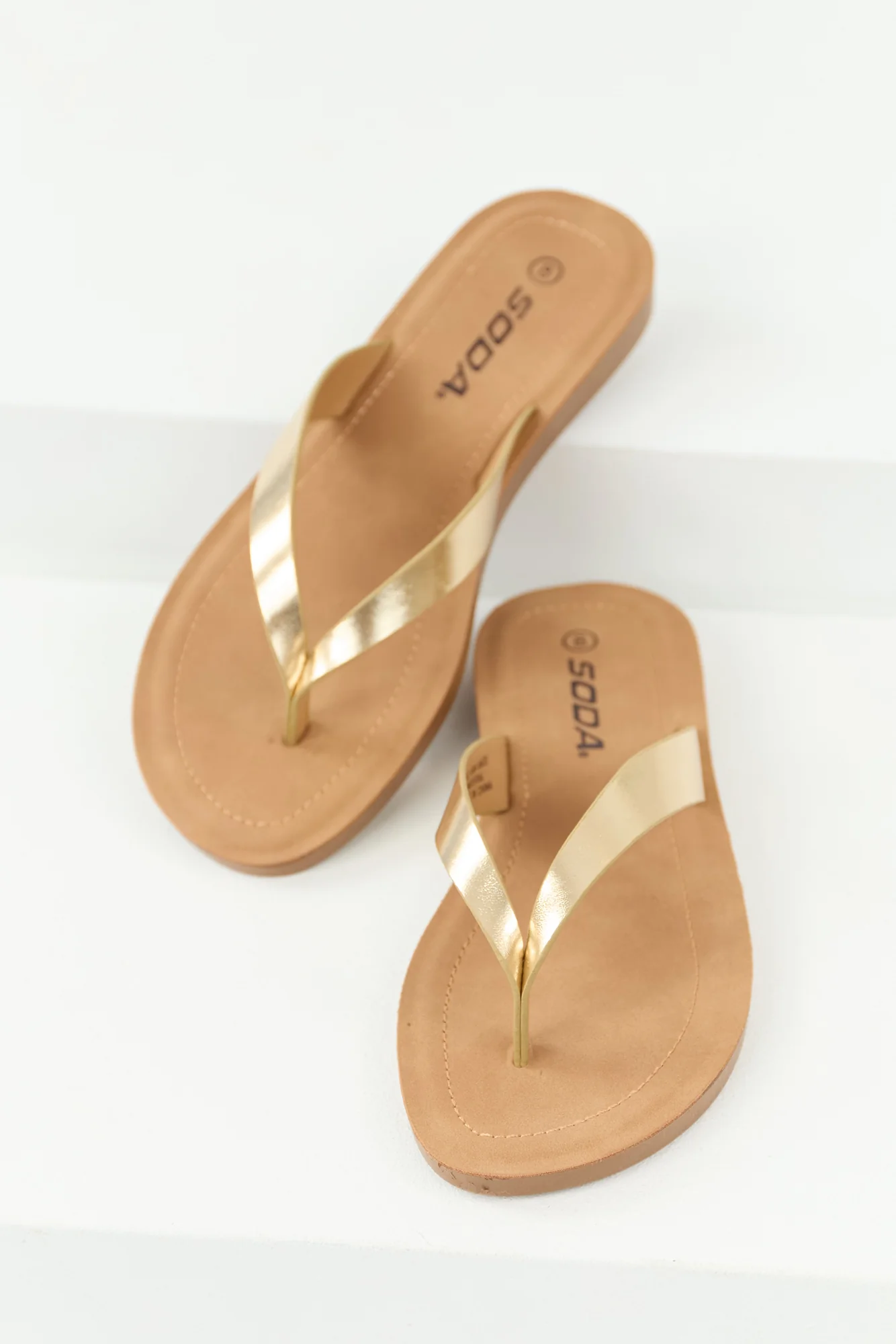 Gold Strap Brown Thong Sandal | Elegant Summer Footwear