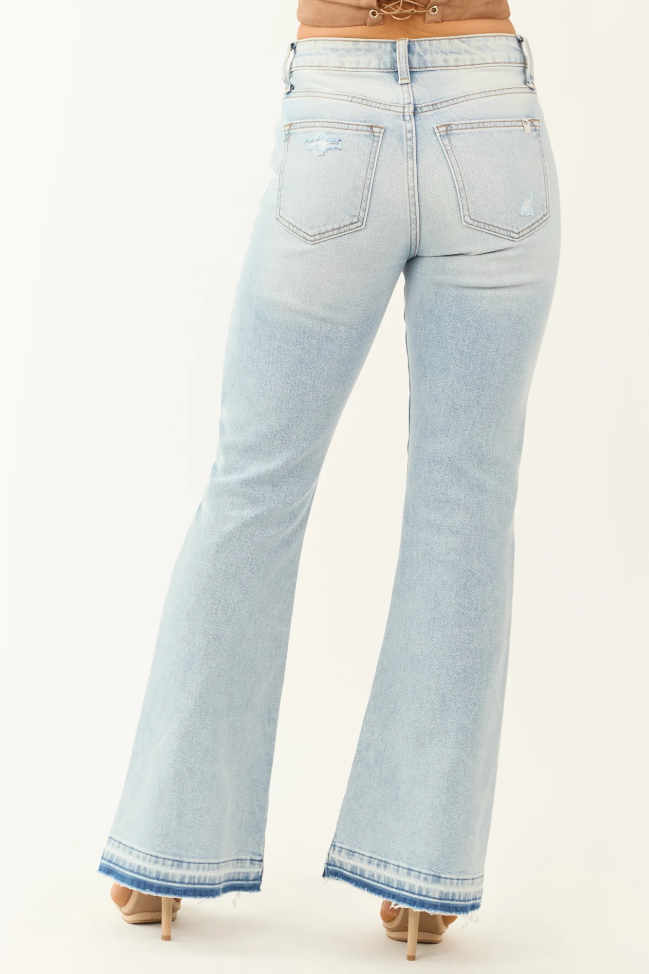 Light Wash Flare Leg Denim Jeans for Women
