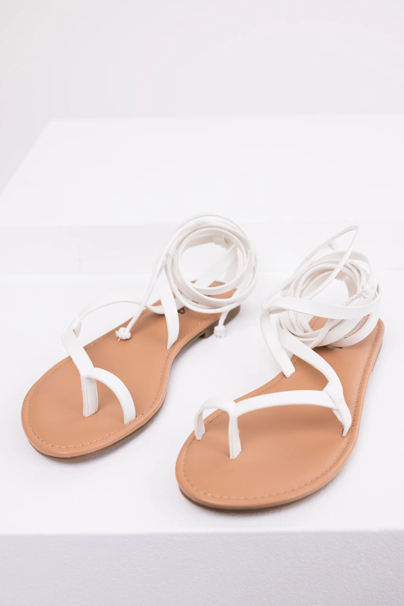 Ivory Flat Sandal with Open Toe Strap