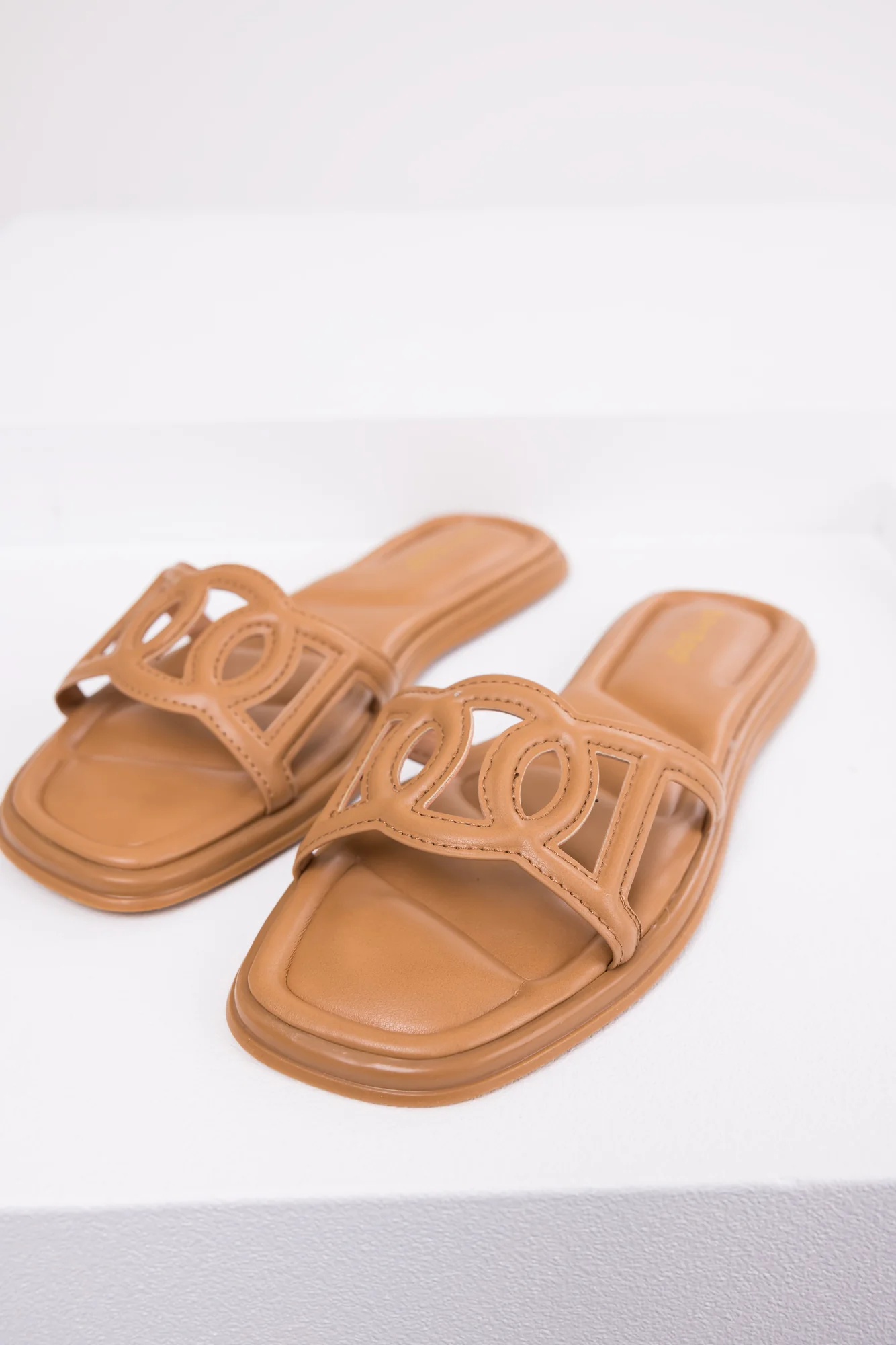 Brown Square Toe Flat Sandals - Summer Casual Slip-On Shoes