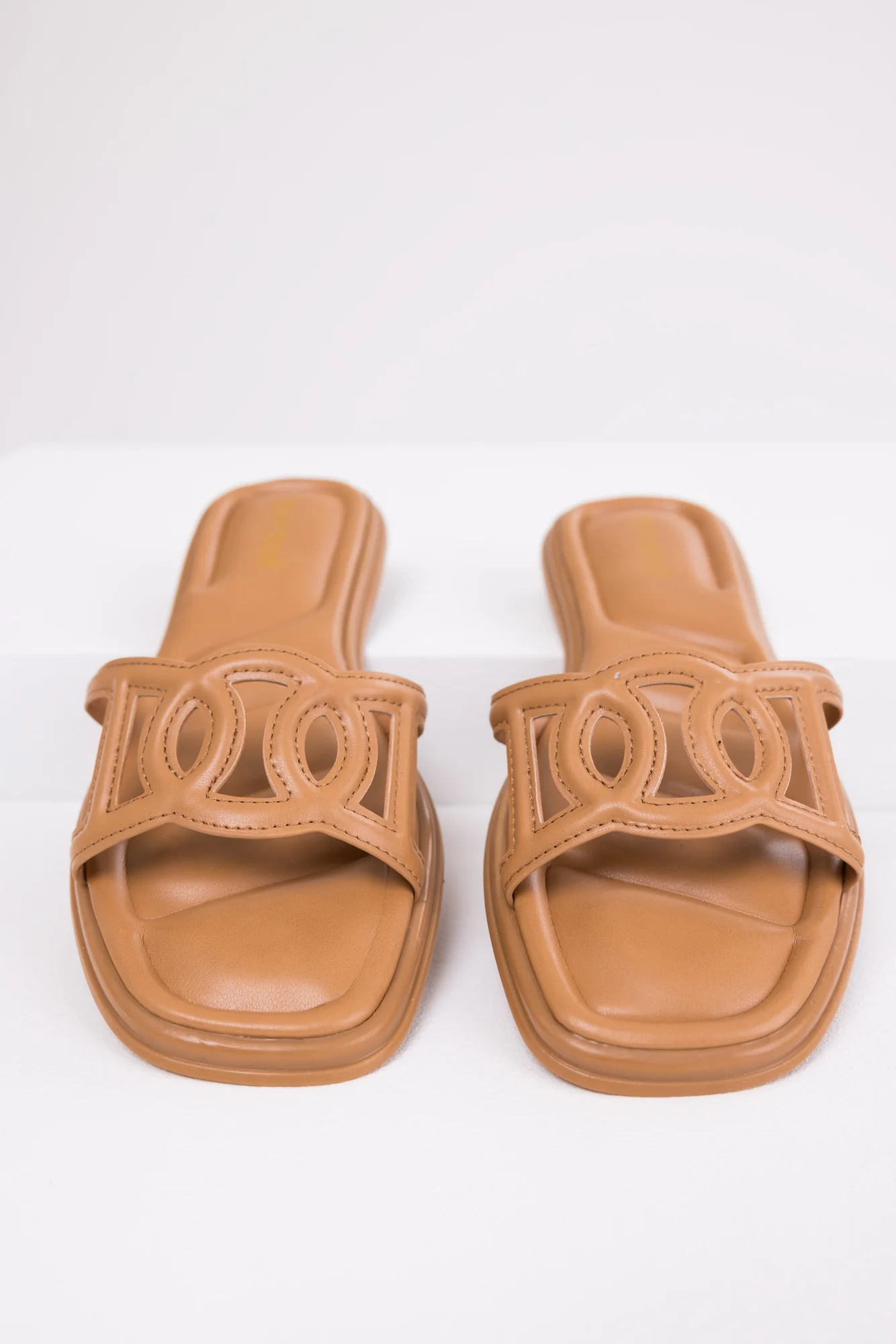 Brown Square Toe Flat Sandals - Summer Casual Slip-On Shoes