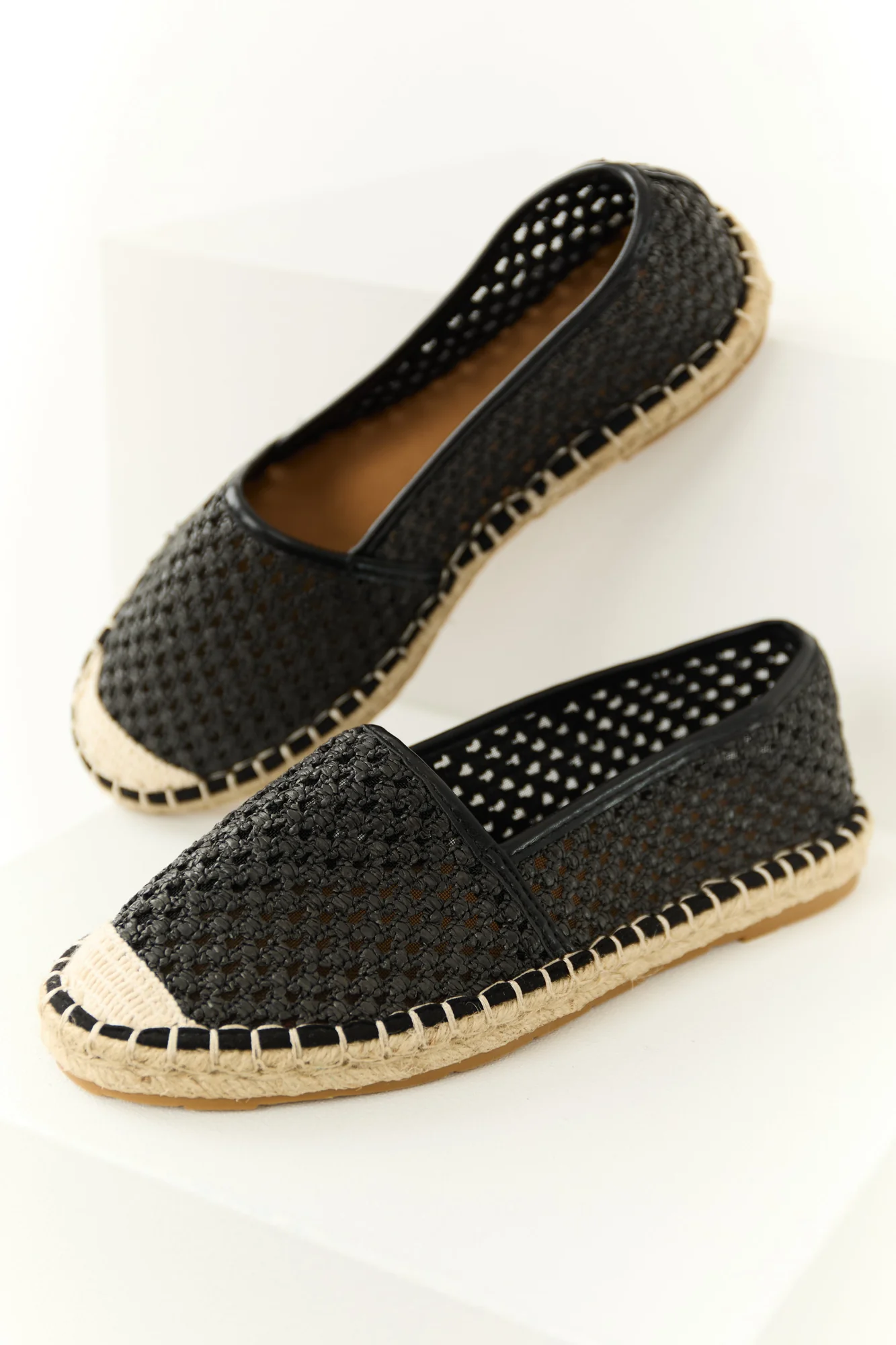 Black Woven Slip-On Espadrilles - Womens Casual Shoes