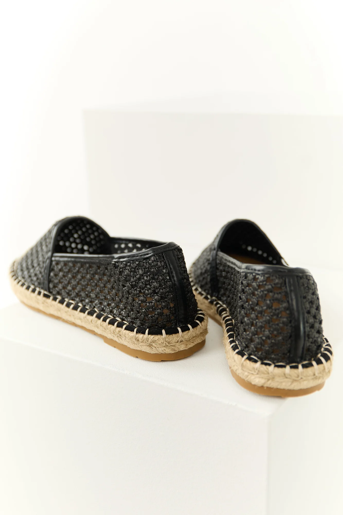 Black Woven Slip-On Espadrilles - Womens Casual Shoes