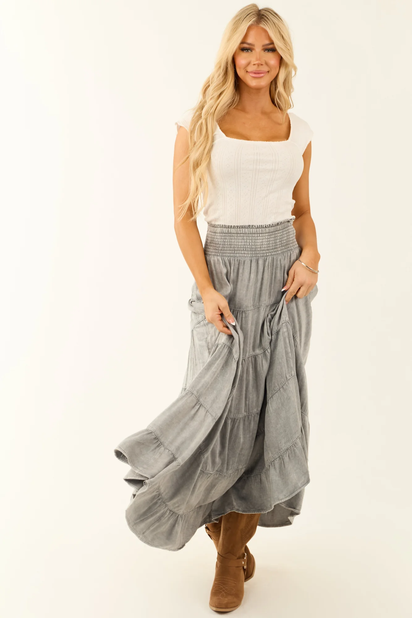 Ivory Cotton Knit Cap Sleeve Top