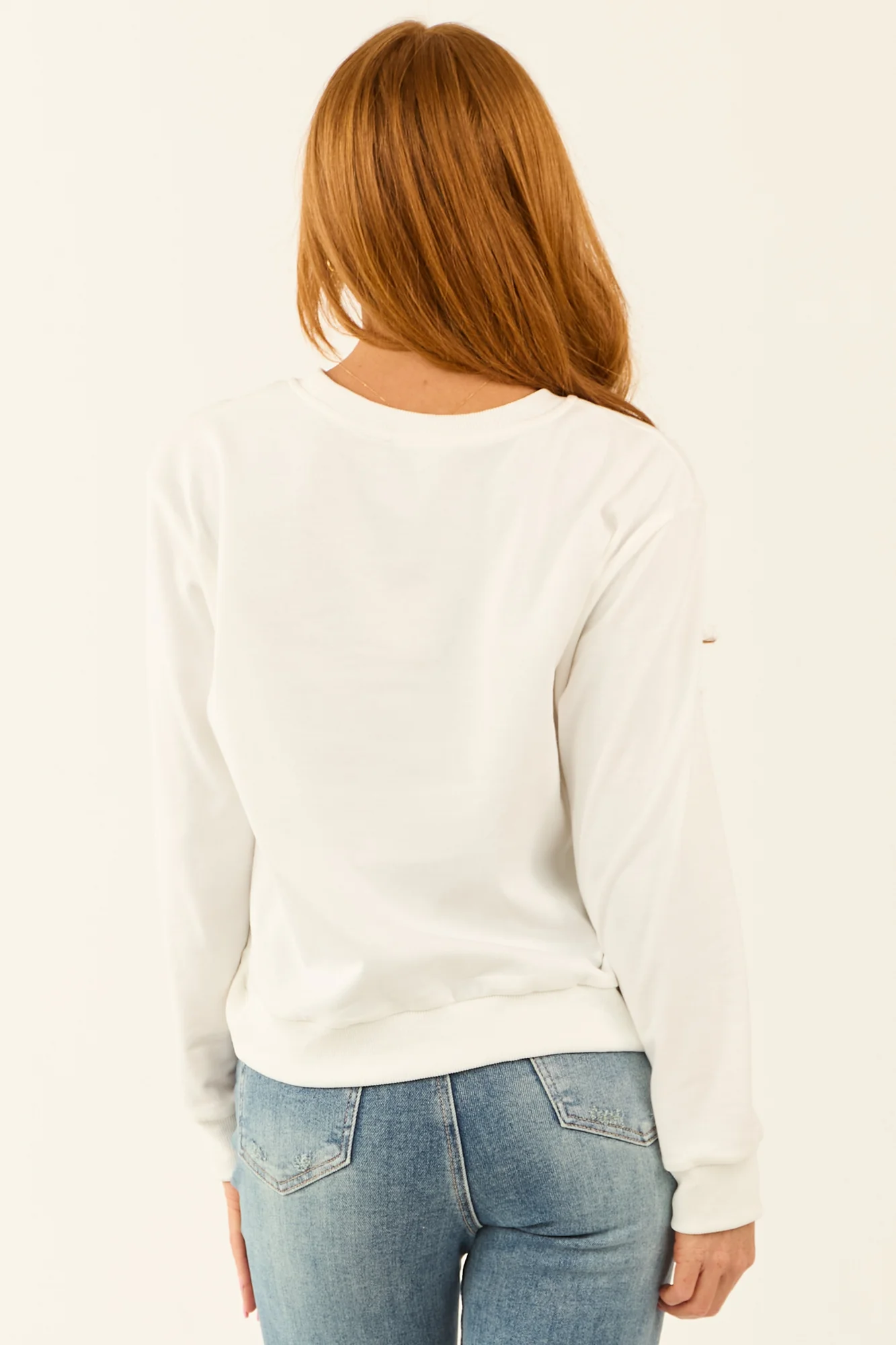 White Sequin Graphic Sweatshirt for St. Patricks Day