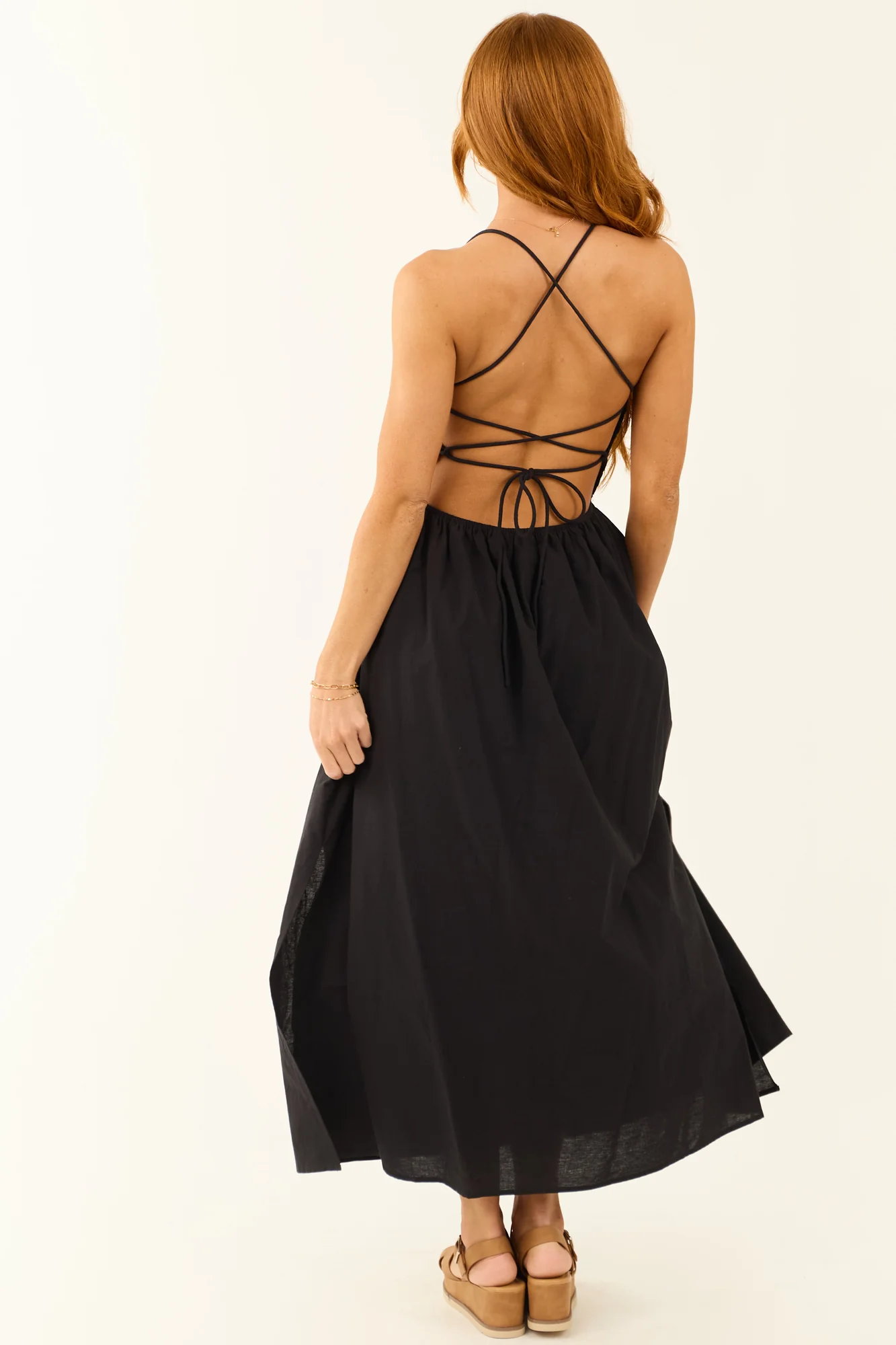 Black Cotton Square Neckline Maxi Dress