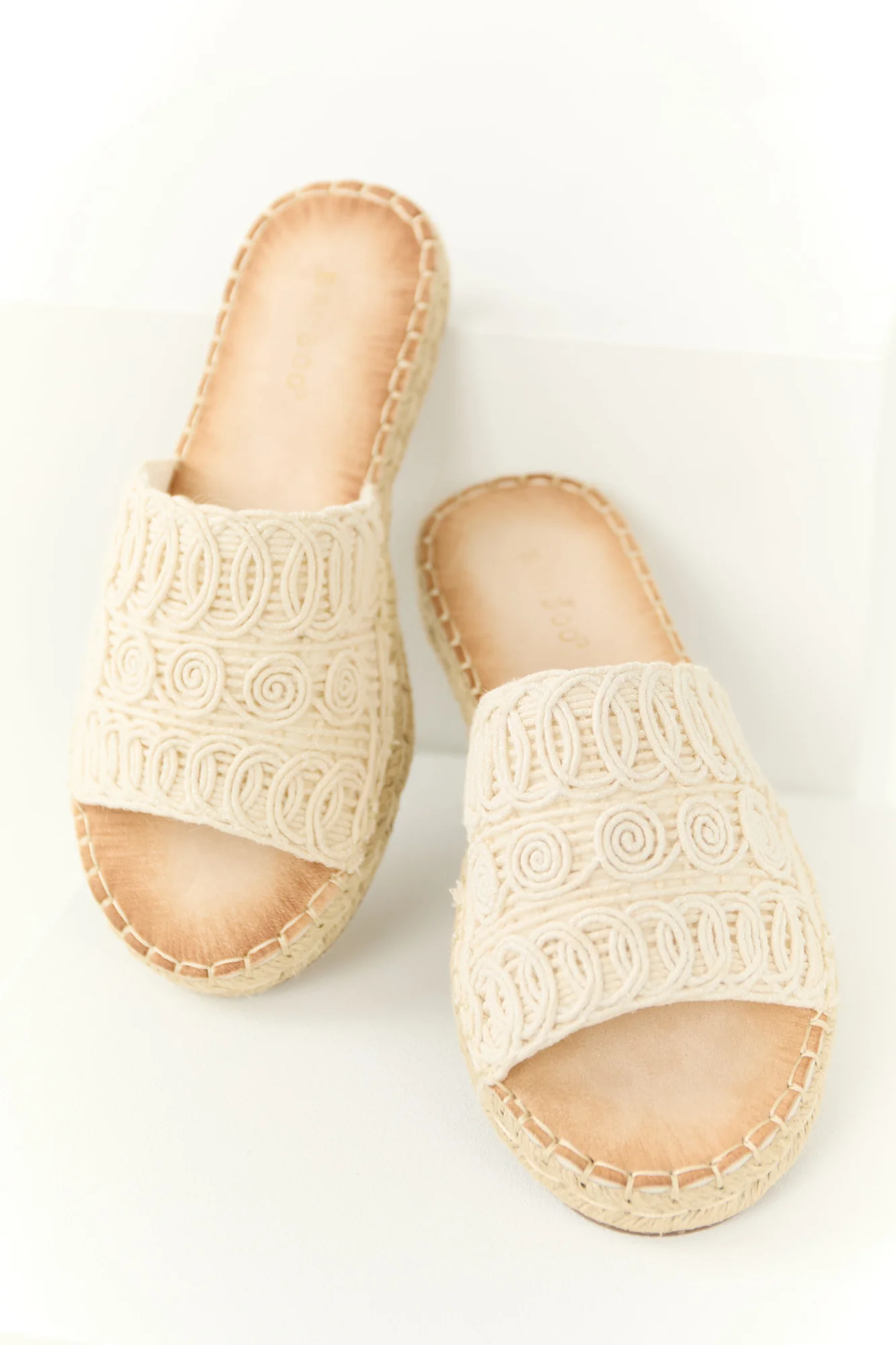 Woven Lace Espadrille Sandals - White