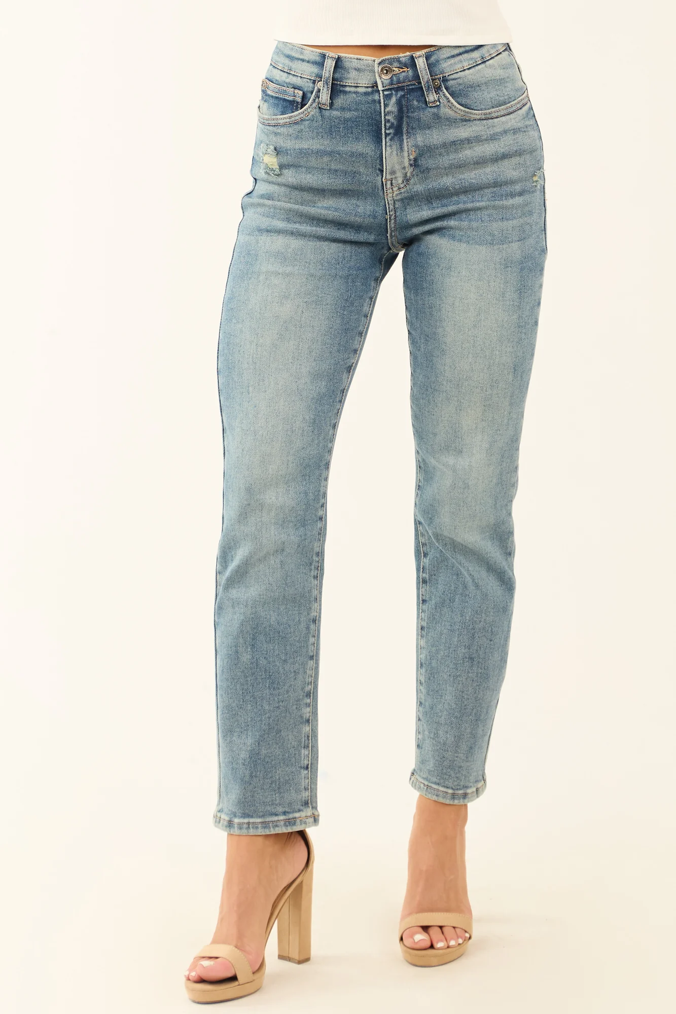 Stretchy Tummy Control Slim Straight Jeans