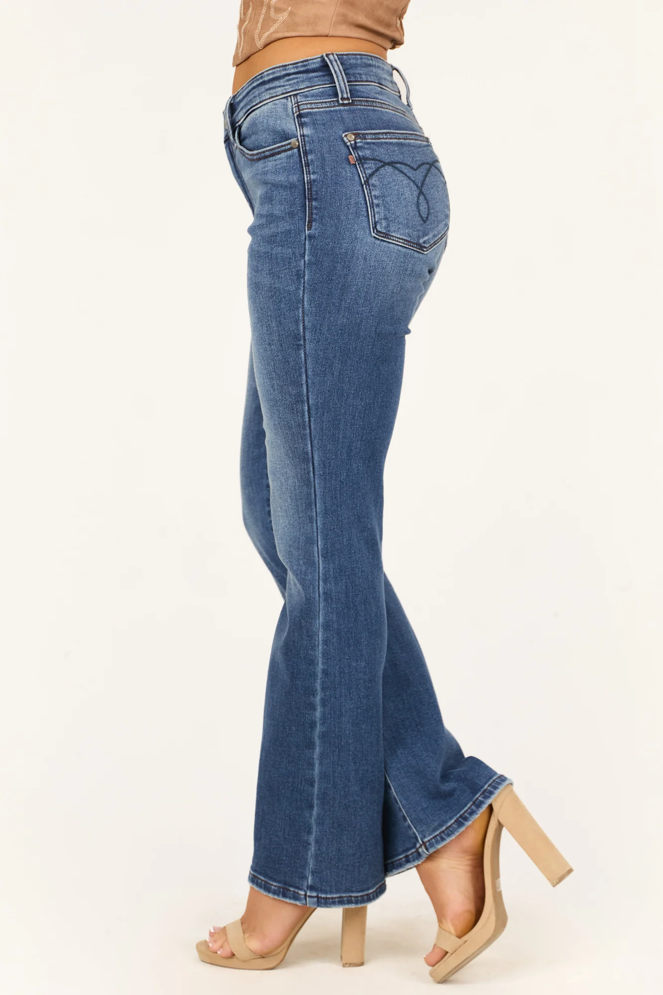 Thermal Lined Dark Wash Bootcut Jeans for Women