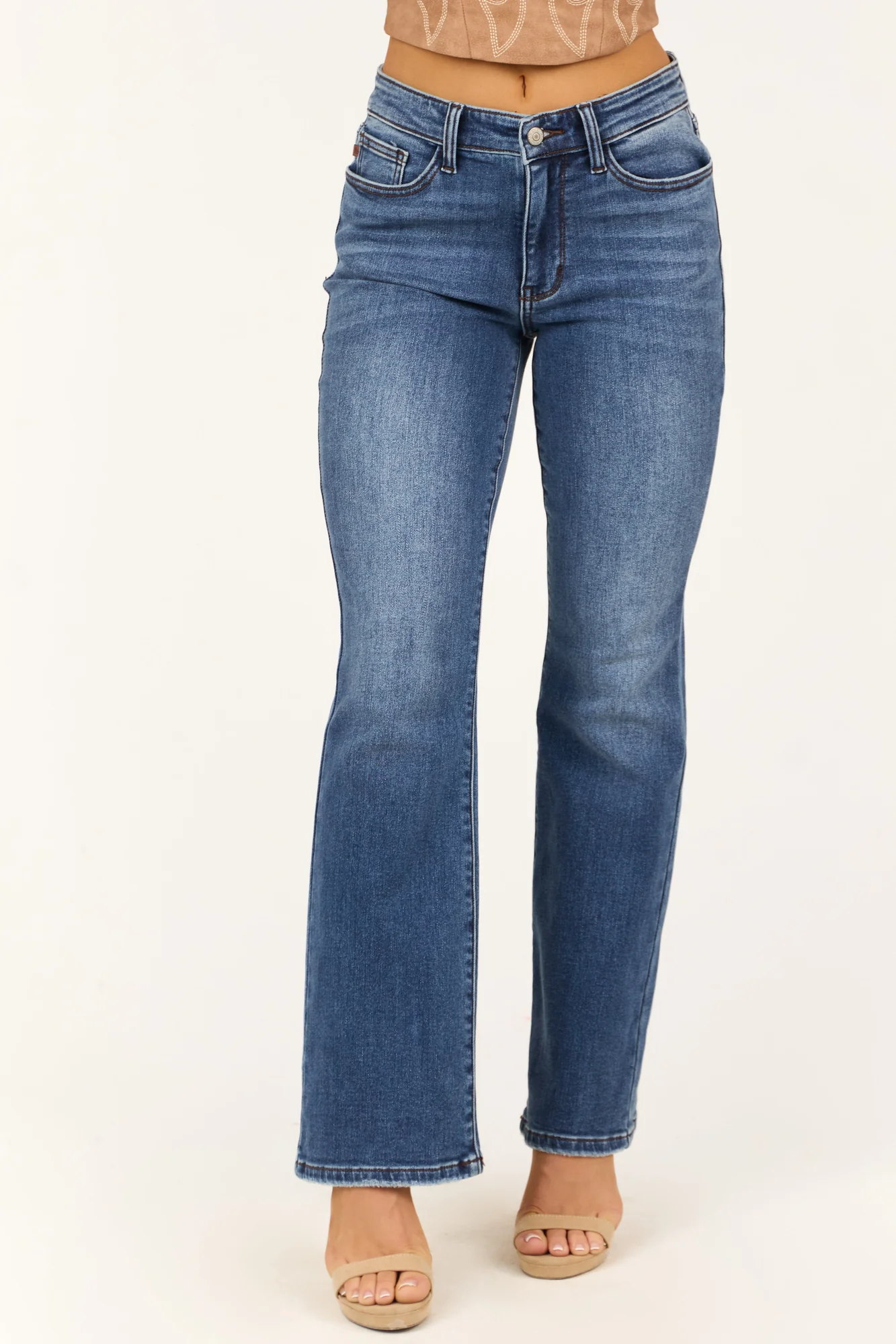 Thermal Lined Dark Wash Bootcut Jeans for Women