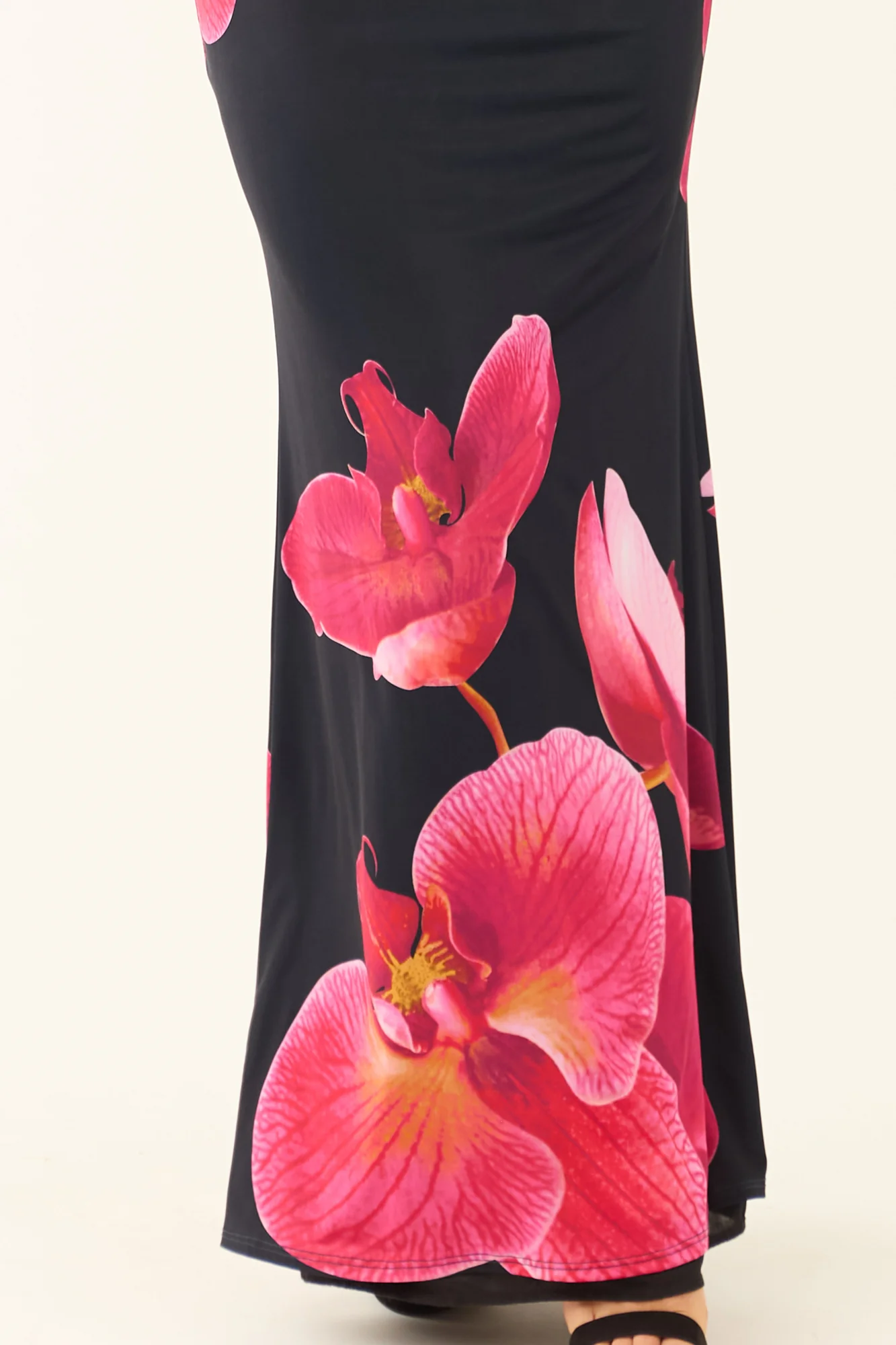 Floral Print Satin Maxi Dress in Black - Adjustable Straps