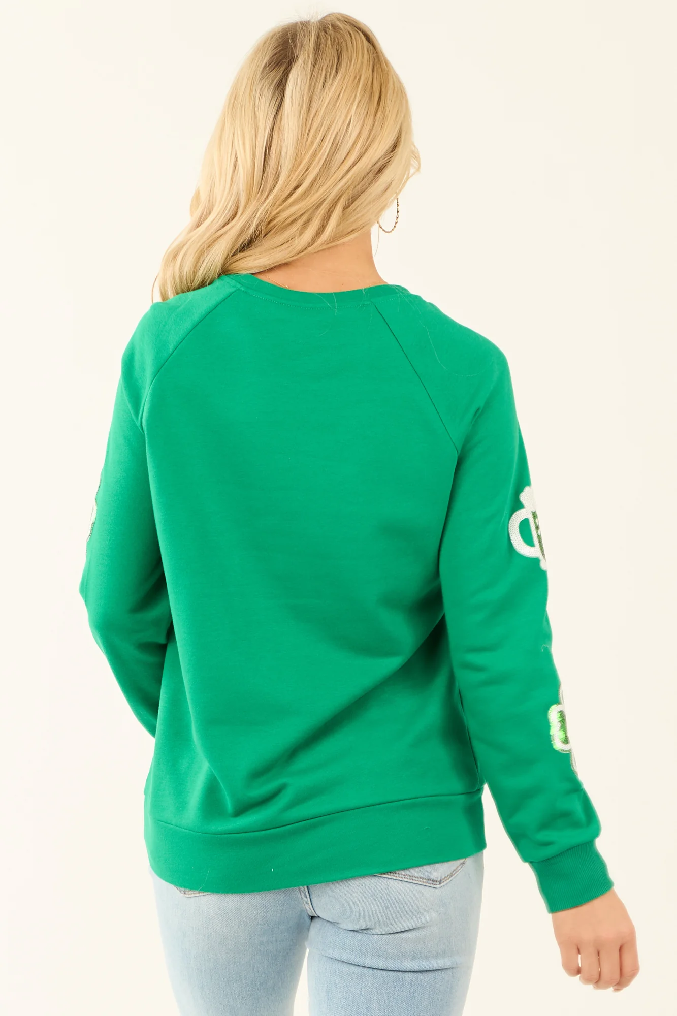 Sequin St Patricks Day Festive Sweatshirt - Kelly Green