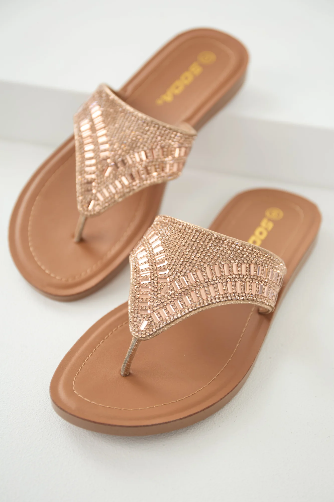 Rhinestone Pink Slip On Platform Sandals