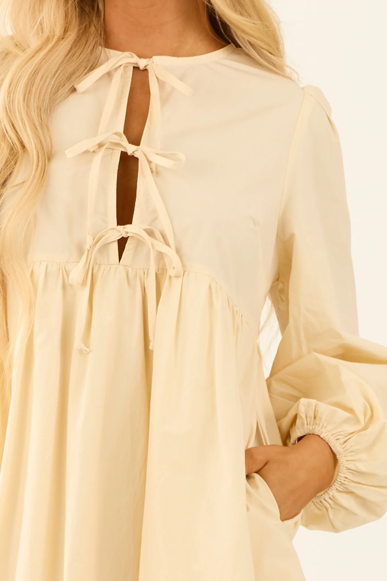 Cream Poplin Tent Style White Dress