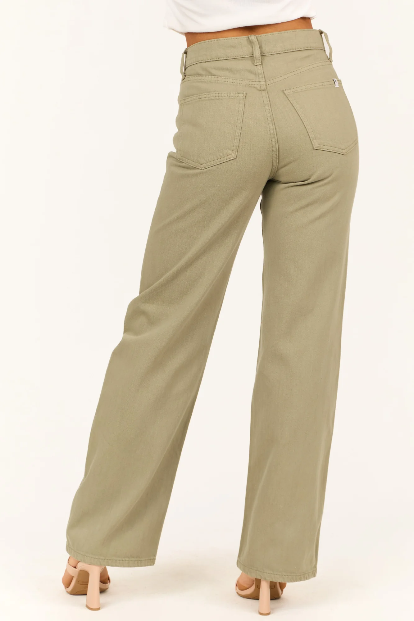 Olive High Rise Wide Leg Jeans for Women