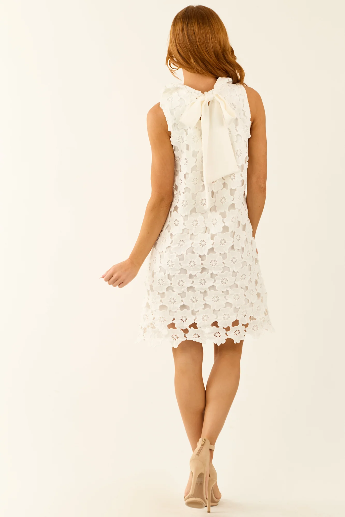White Floral Lace Shift Mini Dress