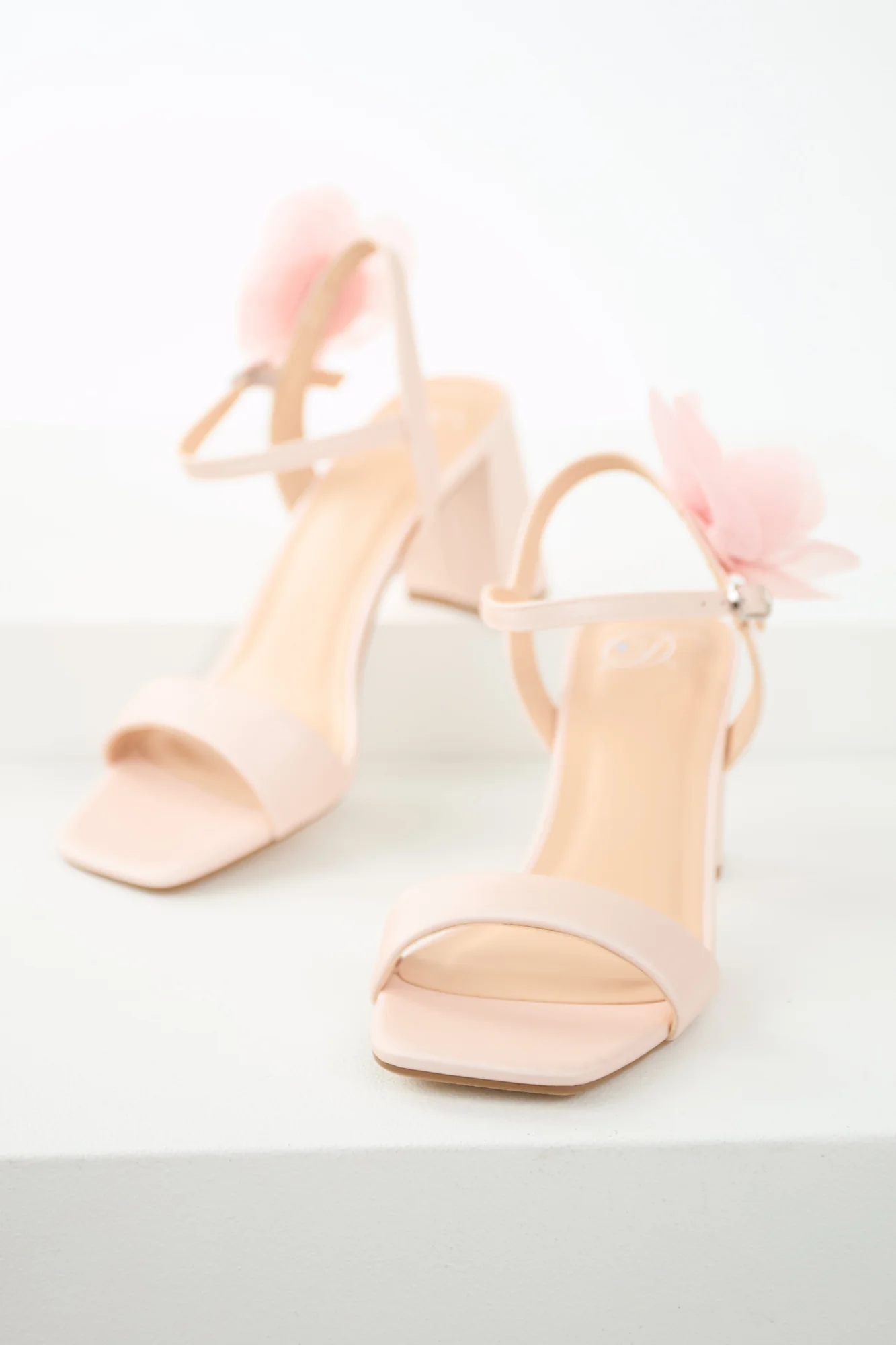 Dusty Blush Floral Open Toe Heeled Sandals