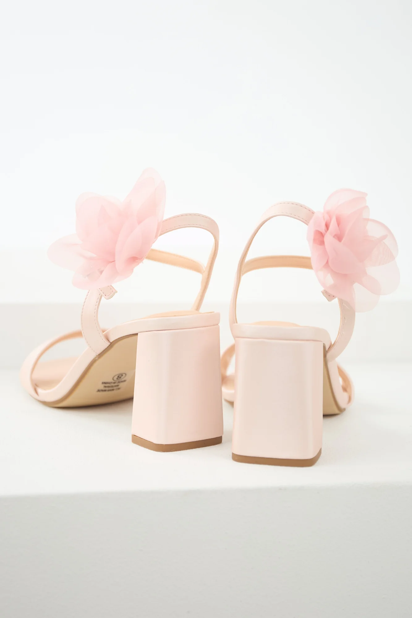 Dusty Blush Floral Open Toe Heeled Sandals