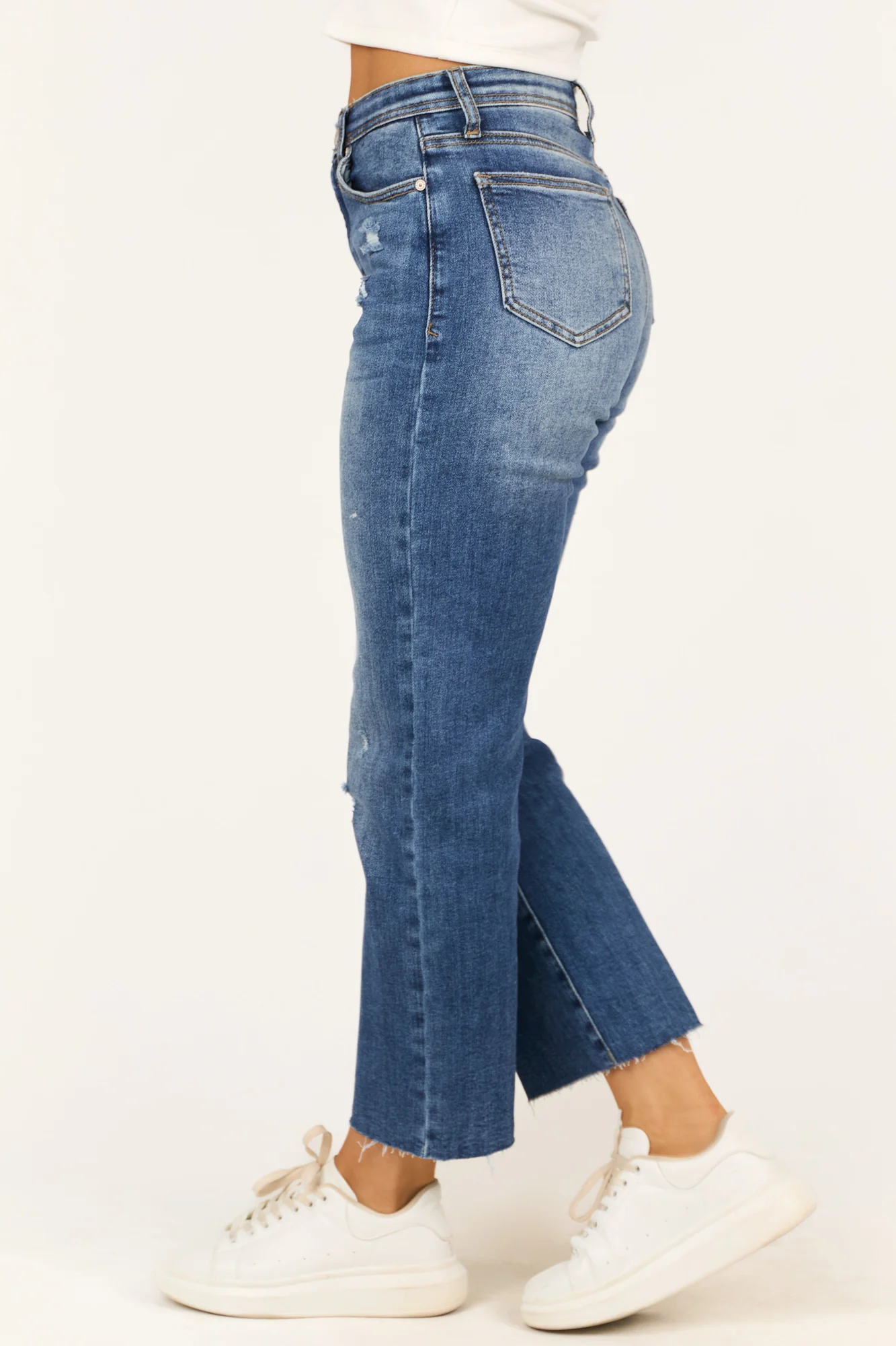 Dark Wash Stretchy Denim Straight Jeans with Tummy Control