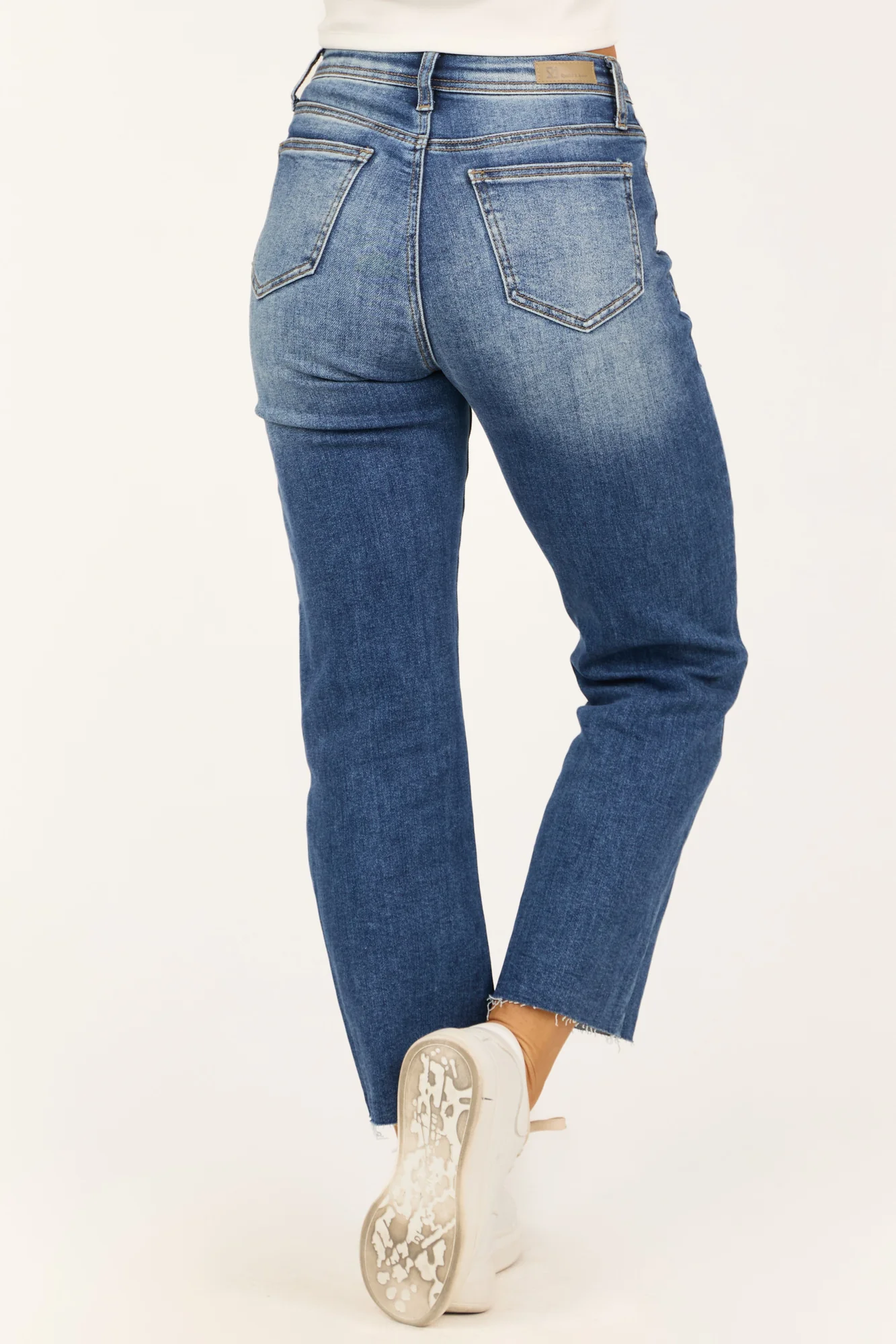 Dark Wash Stretchy Denim Straight Jeans with Tummy Control