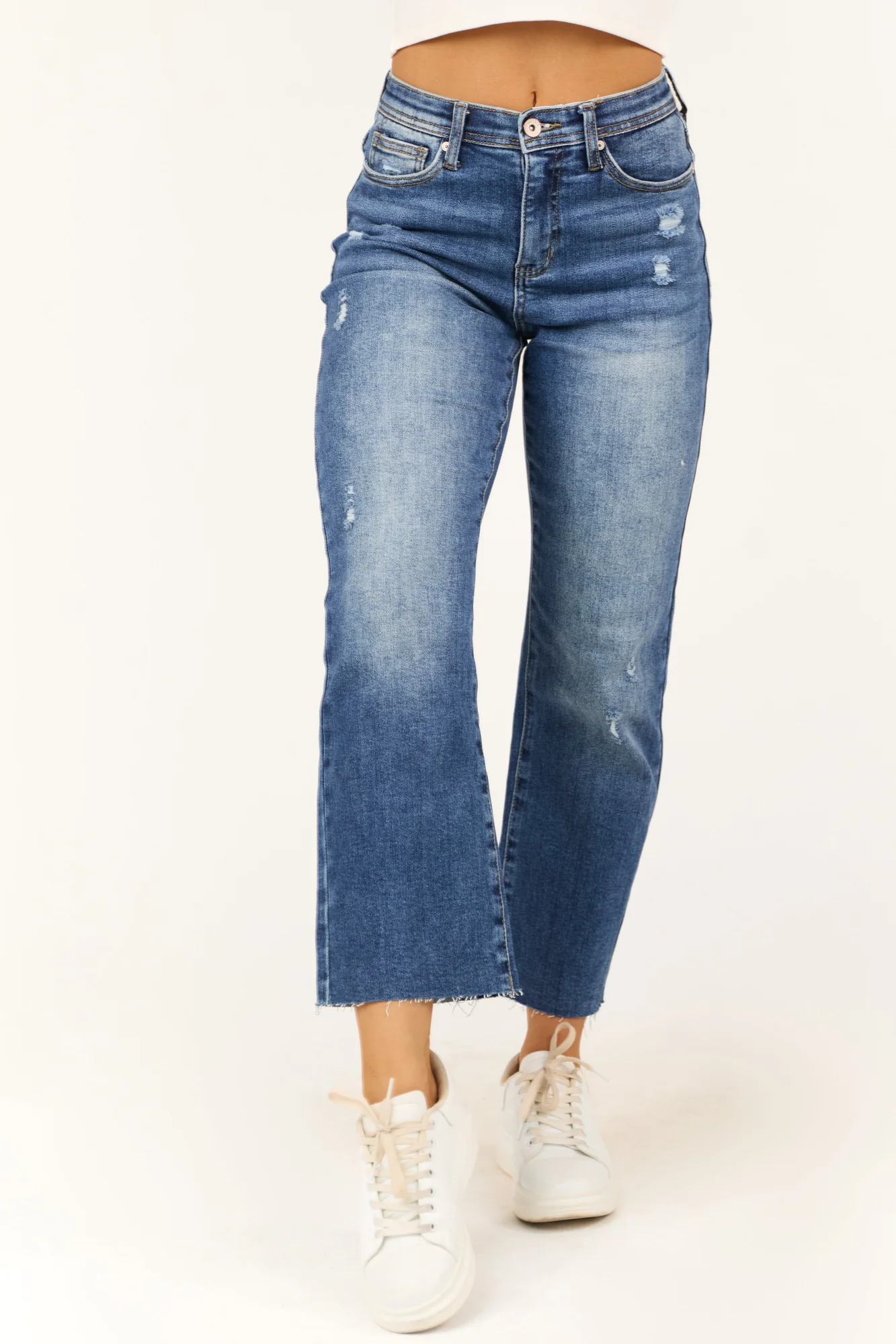 Dark Wash Stretchy Denim Straight Jeans with Tummy Control