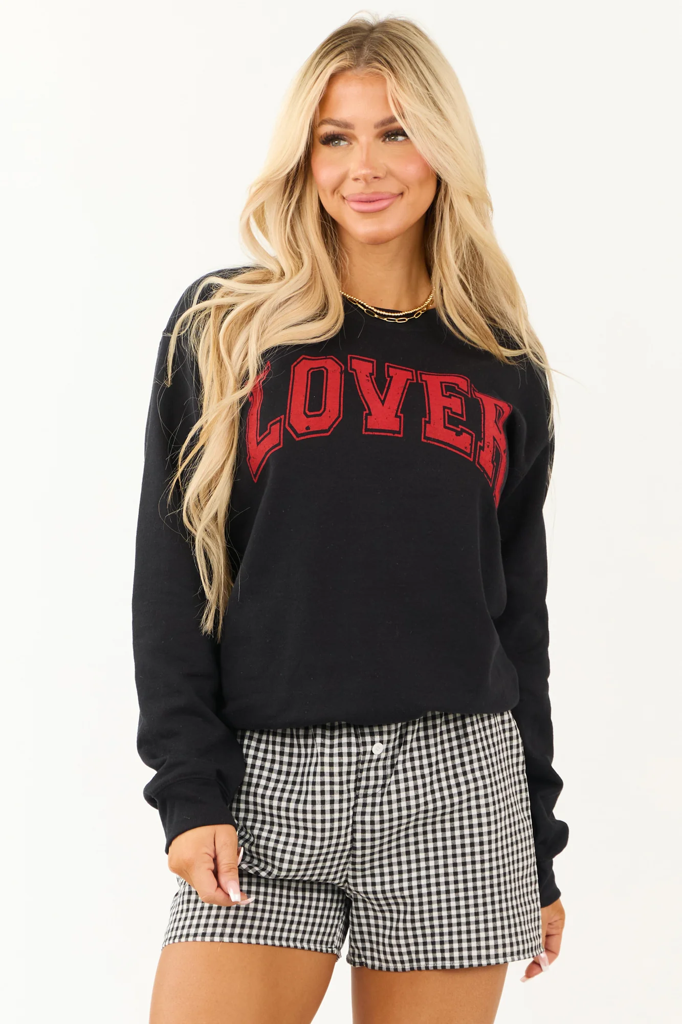 Black Lettering Graphic Long Sleeve Shirt