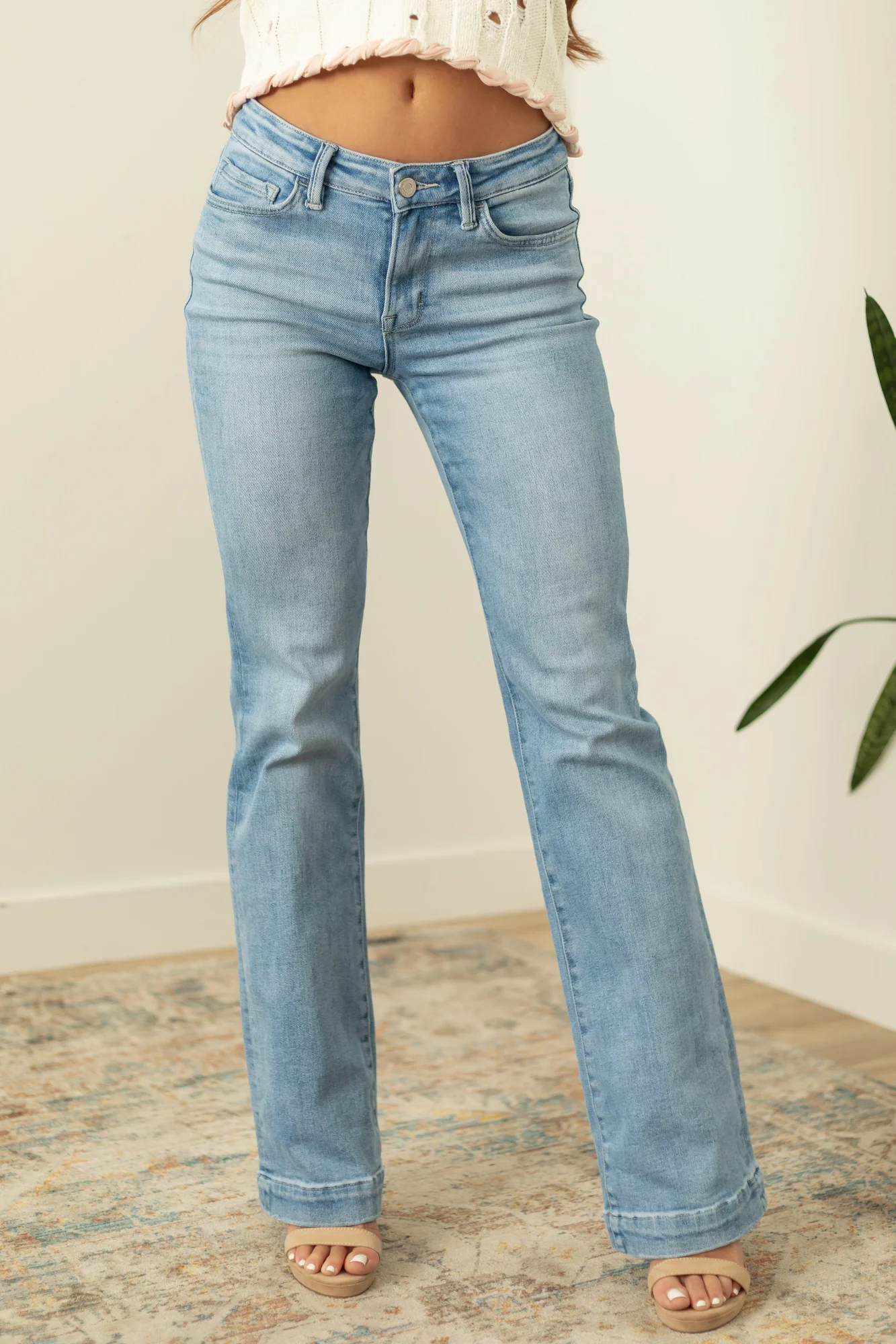 Light Wash Mid Rise Bootcut Jeans