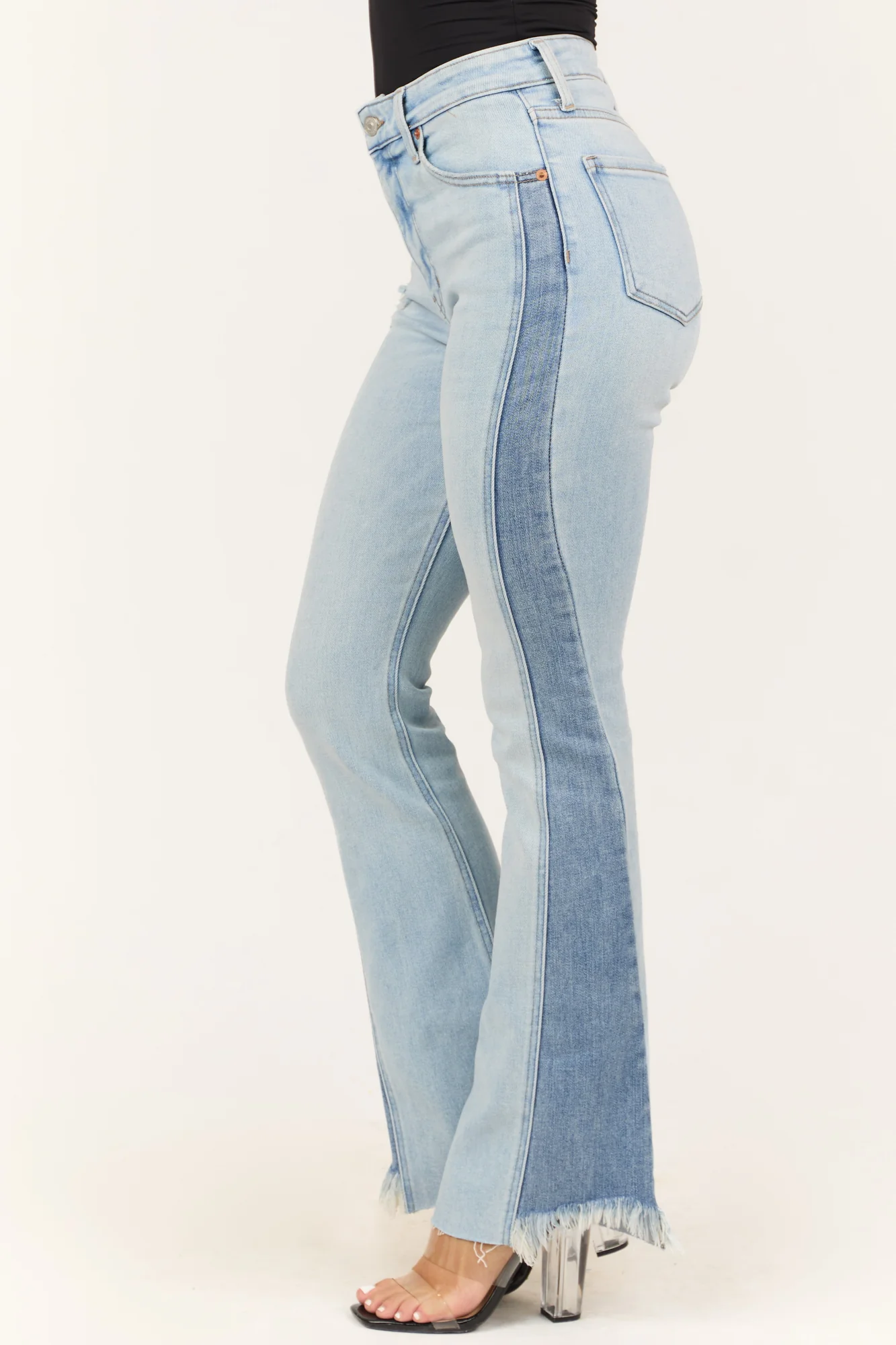 Light Wash Side Panel Bootcut Womens Jeans