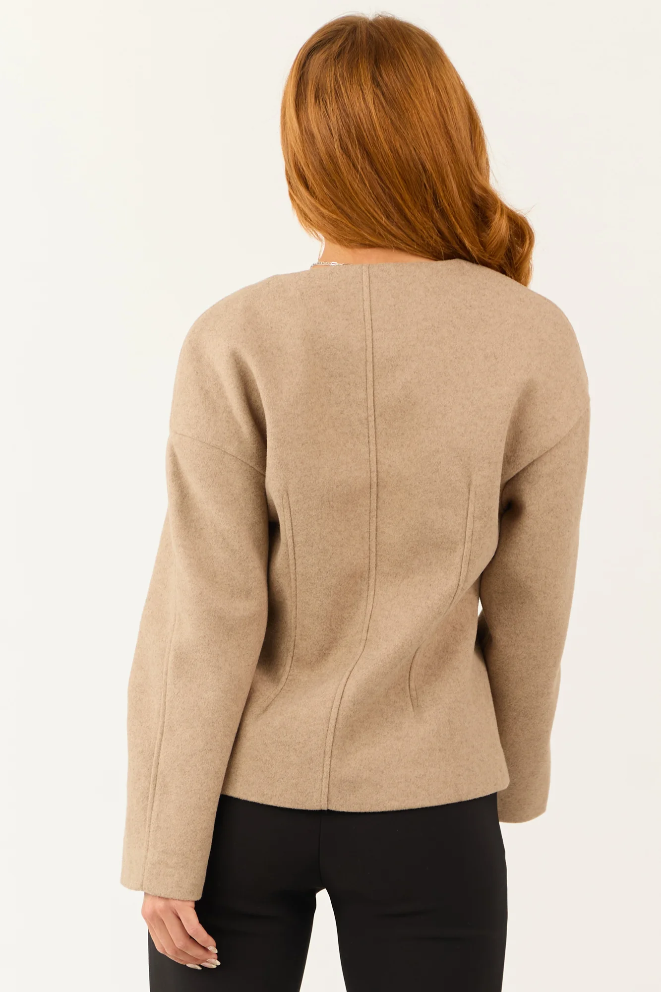 Taupe Mohair Long Sleeve Jacket