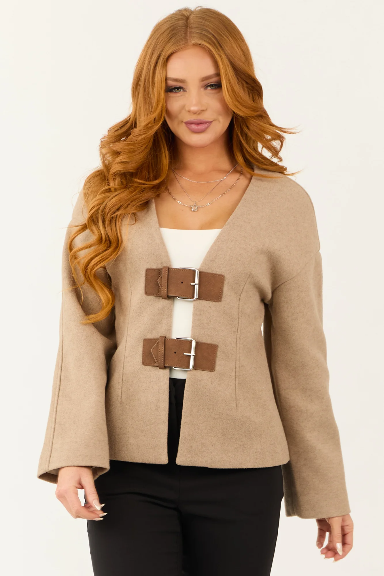 Taupe Mohair Long Sleeve Jacket